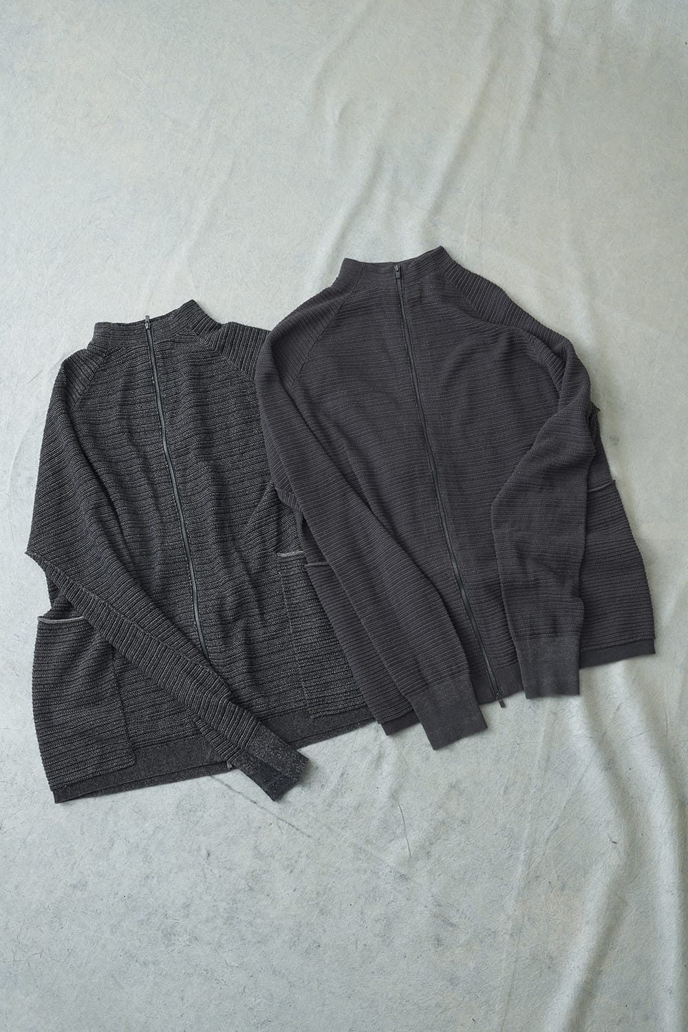 Knit jacket High twist cotton stripe Black