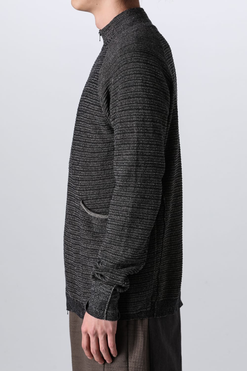 Knit jacket High twist cotton stripe Black