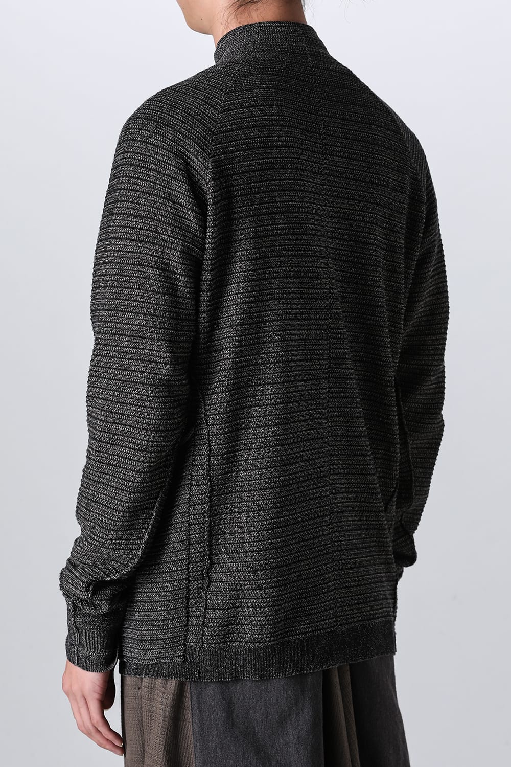 Knit jacket High twist cotton stripe Black