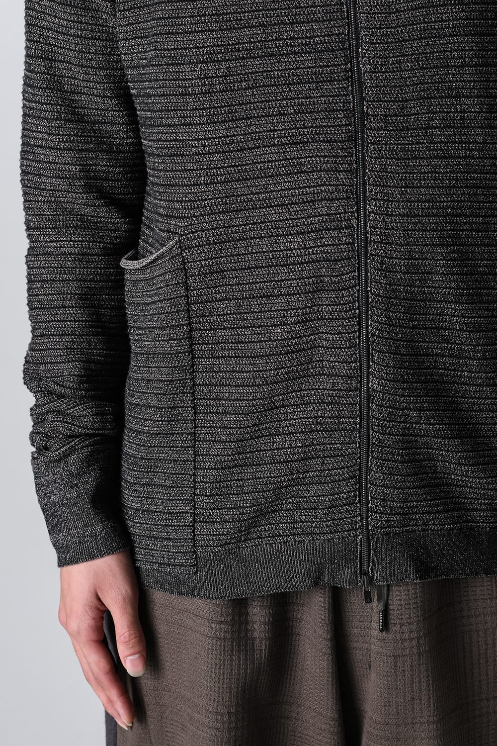 Knit jacket High twist cotton stripe Black