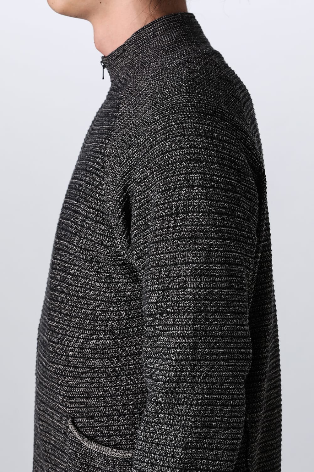 Knit jacket High twist cotton stripe Black