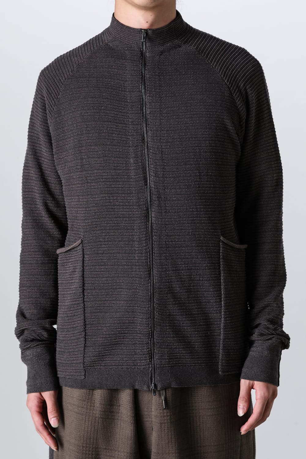 Knit jacket High twist cotton stripe Mad Gray