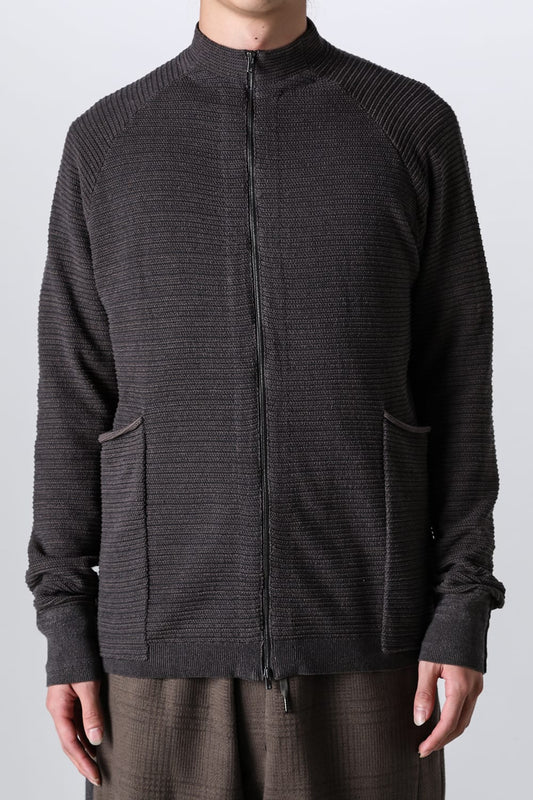 Knit jacket High twist cotton stripe Mad Gray