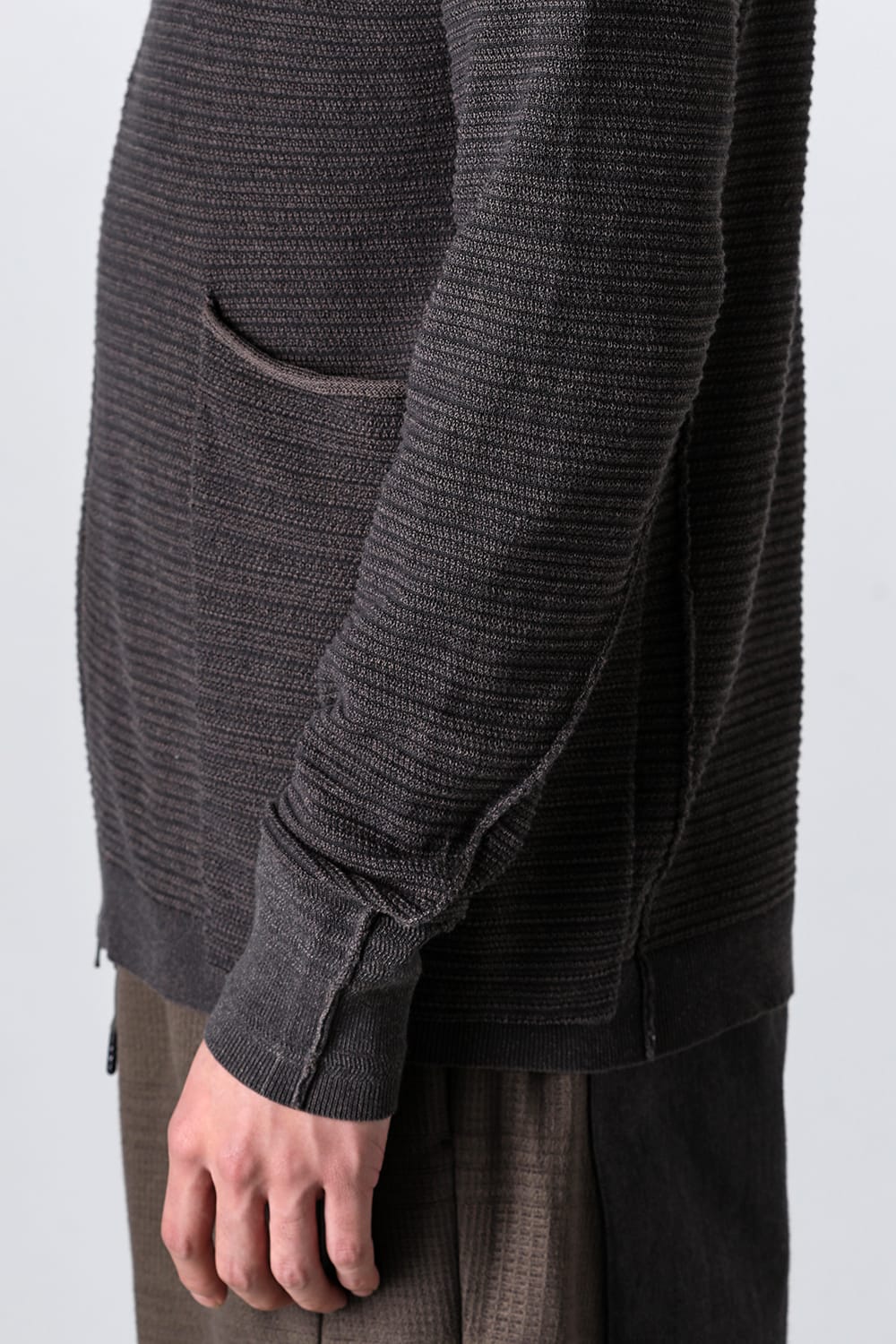 Knit jacket High twist cotton stripe Mad Gray