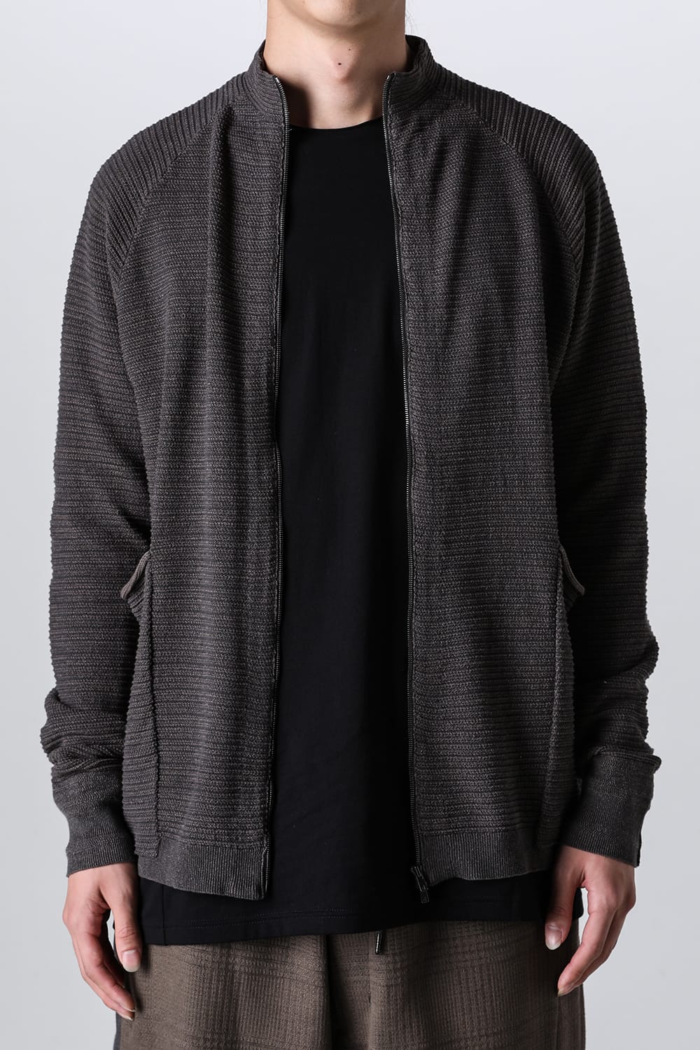 Knit jacket High twist cotton stripe Mad Gray