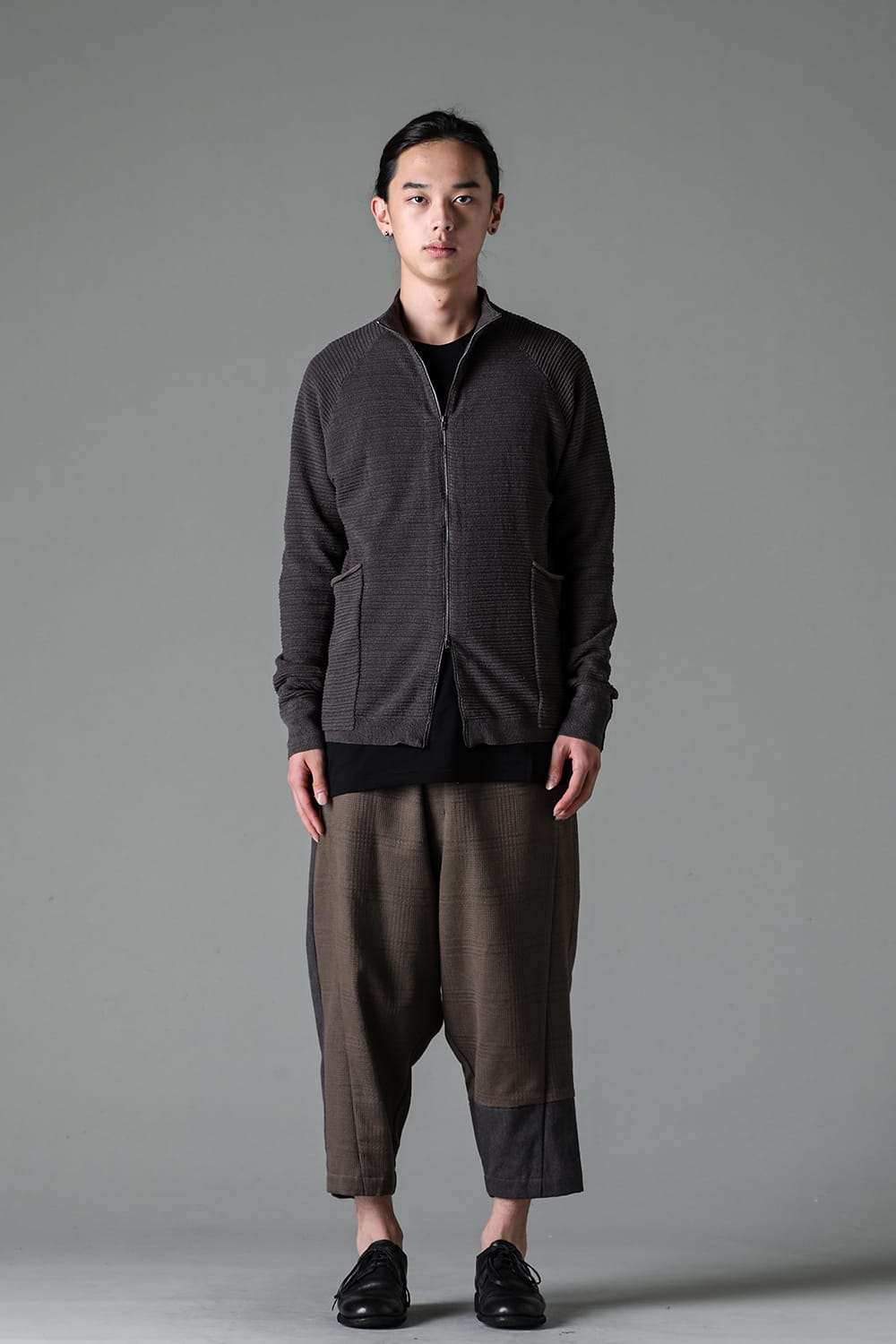 Knit jacket High twist cotton stripe Mad Gray