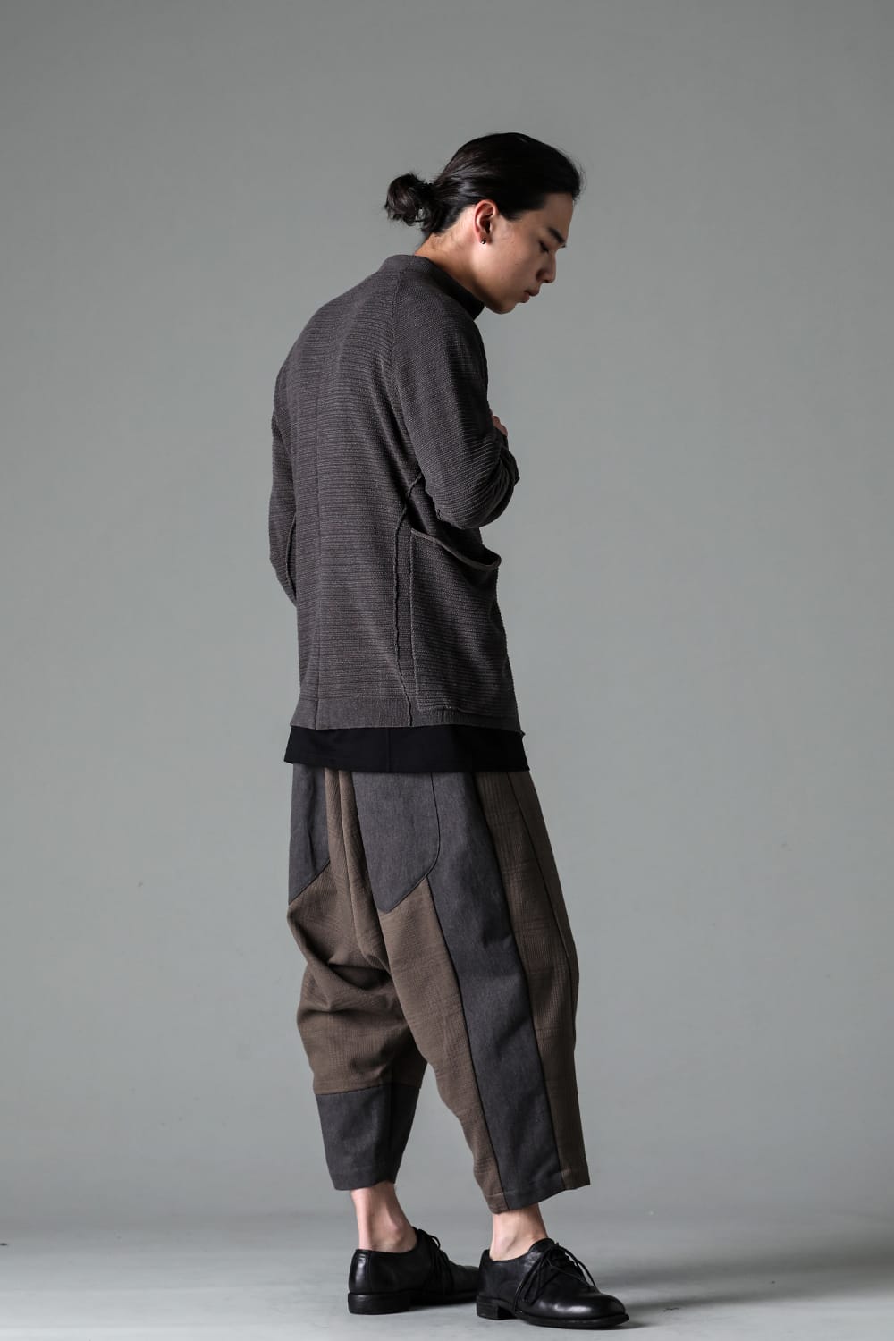 Knit jacket High twist cotton stripe Mad Gray