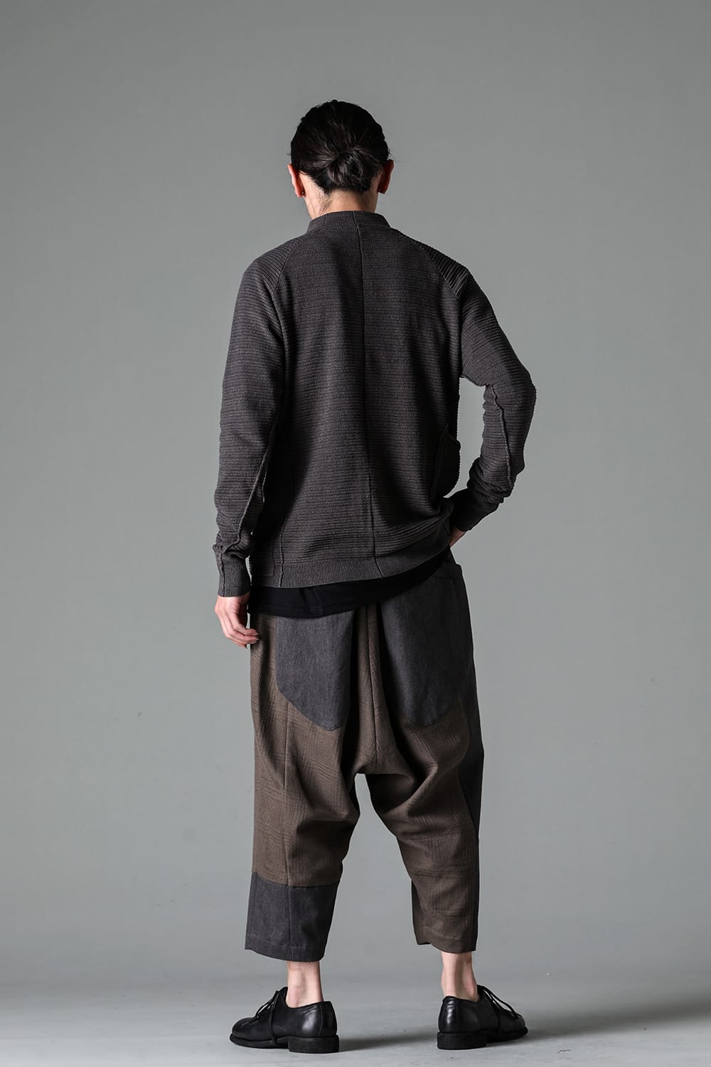 Knit jacket High twist cotton stripe Mad Gray