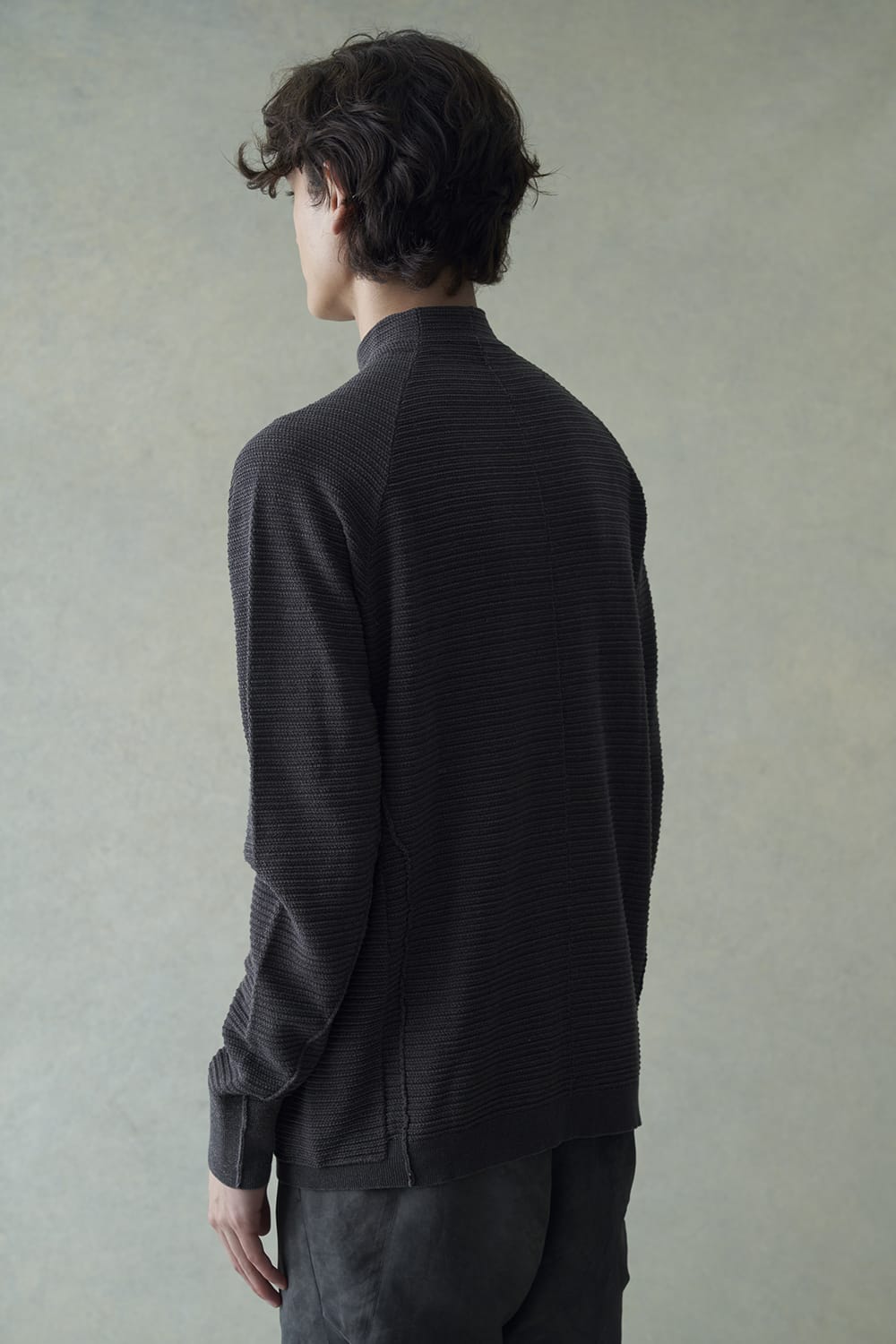 Knit jacket High twist cotton stripe Mad Gray