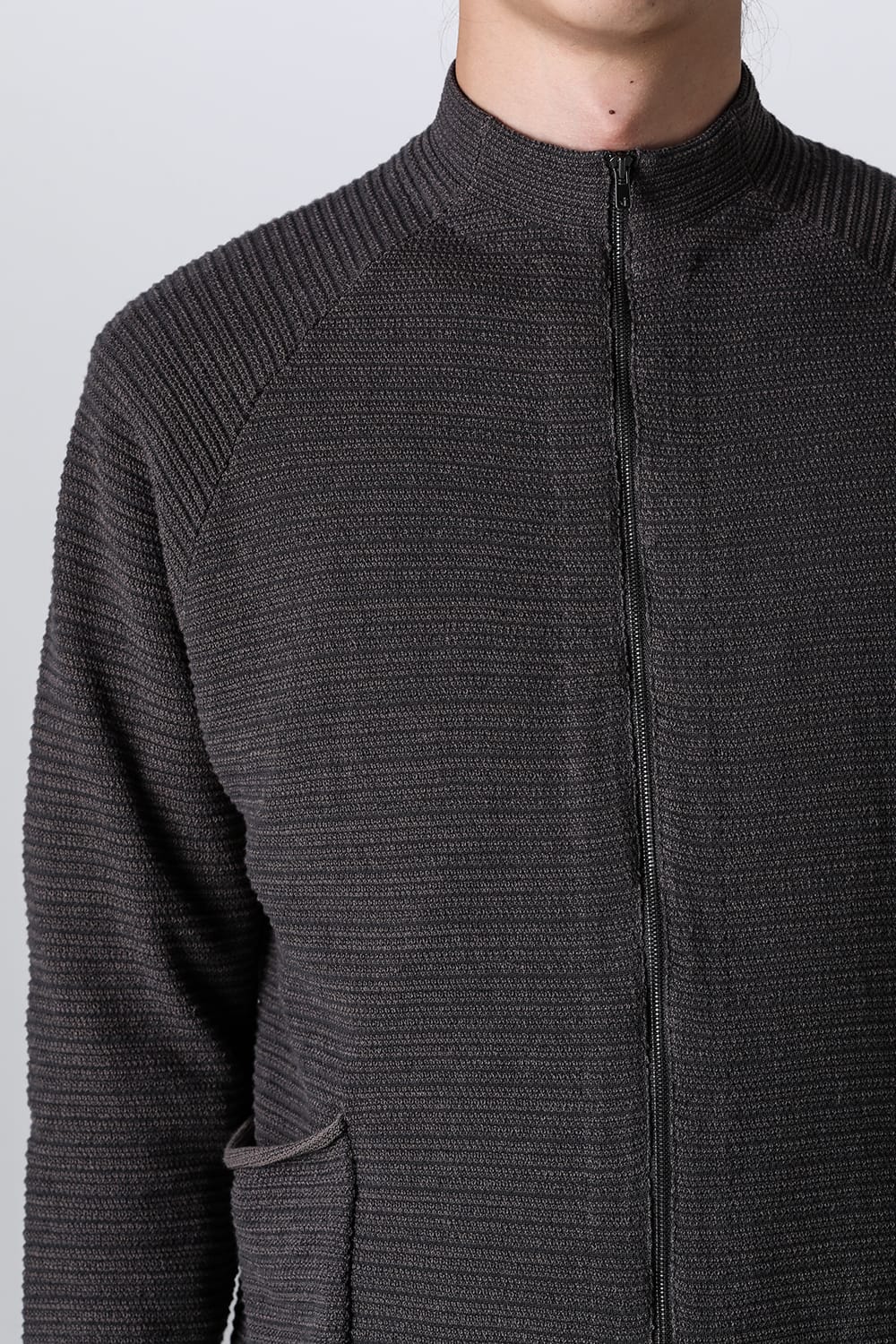 Knit jacket High twist cotton stripe Mad Gray