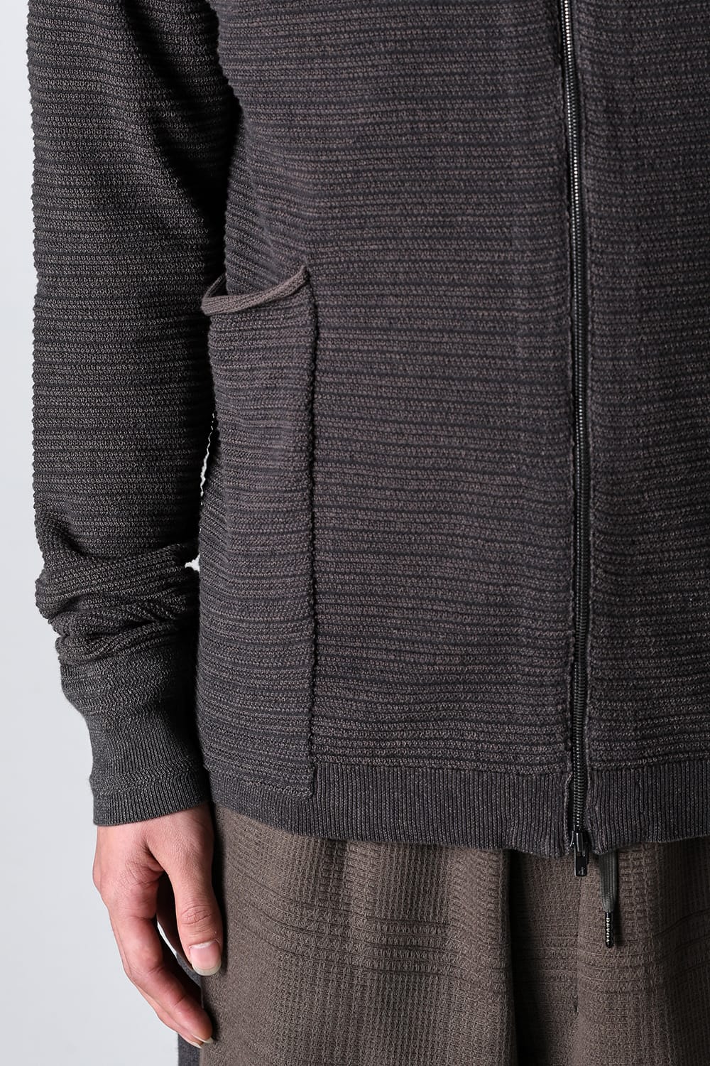 Knit jacket High twist cotton stripe Mad Gray