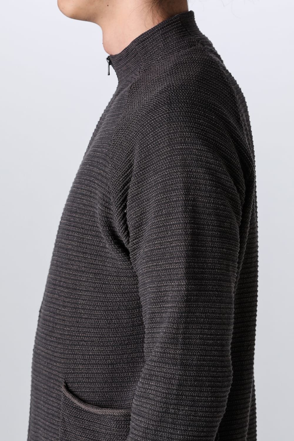 Knit jacket High twist cotton stripe Mad Gray