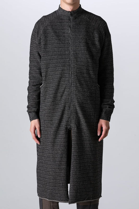 Knit coat High twist cotton stripe Black