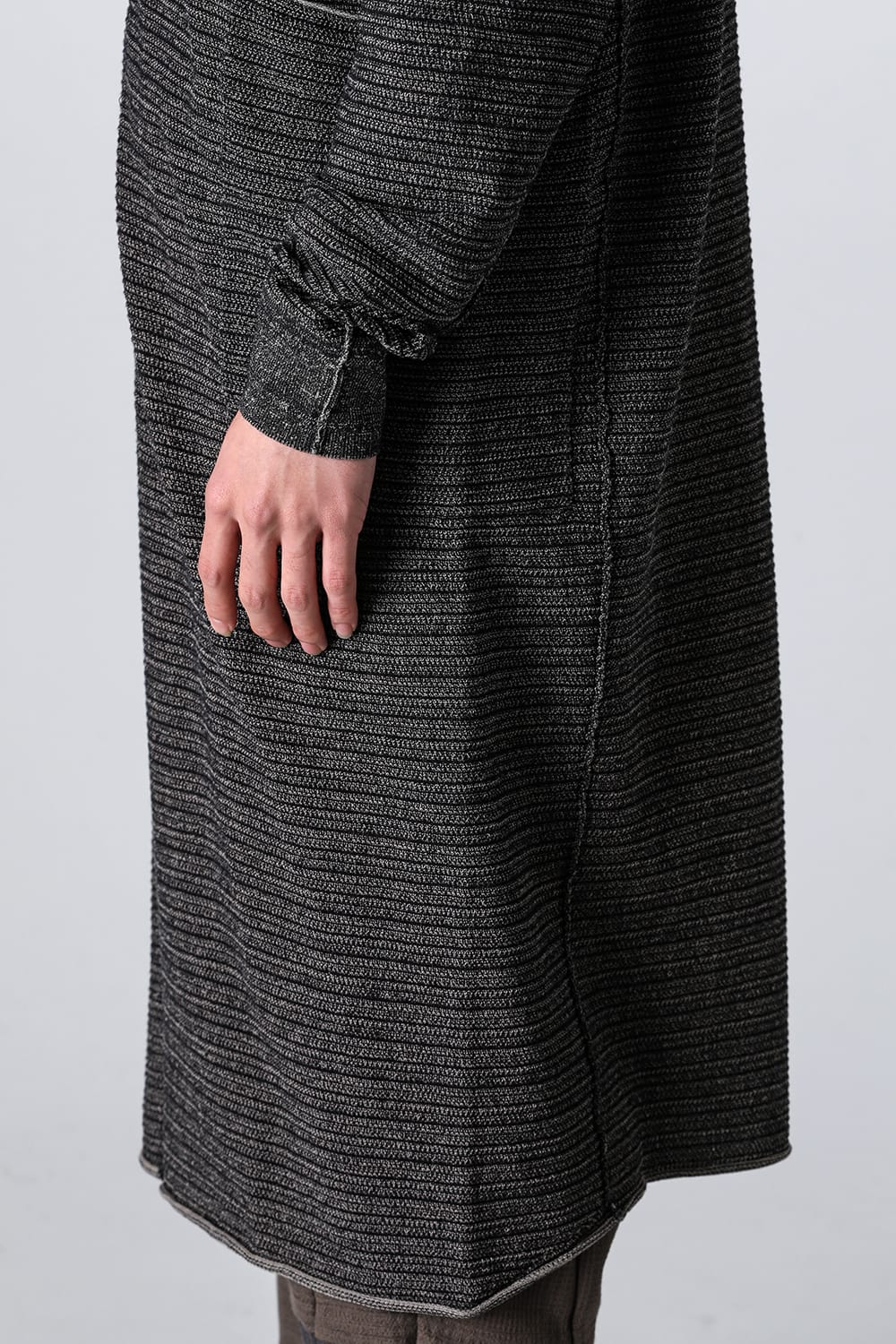 Knit coat High twist cotton stripe Black