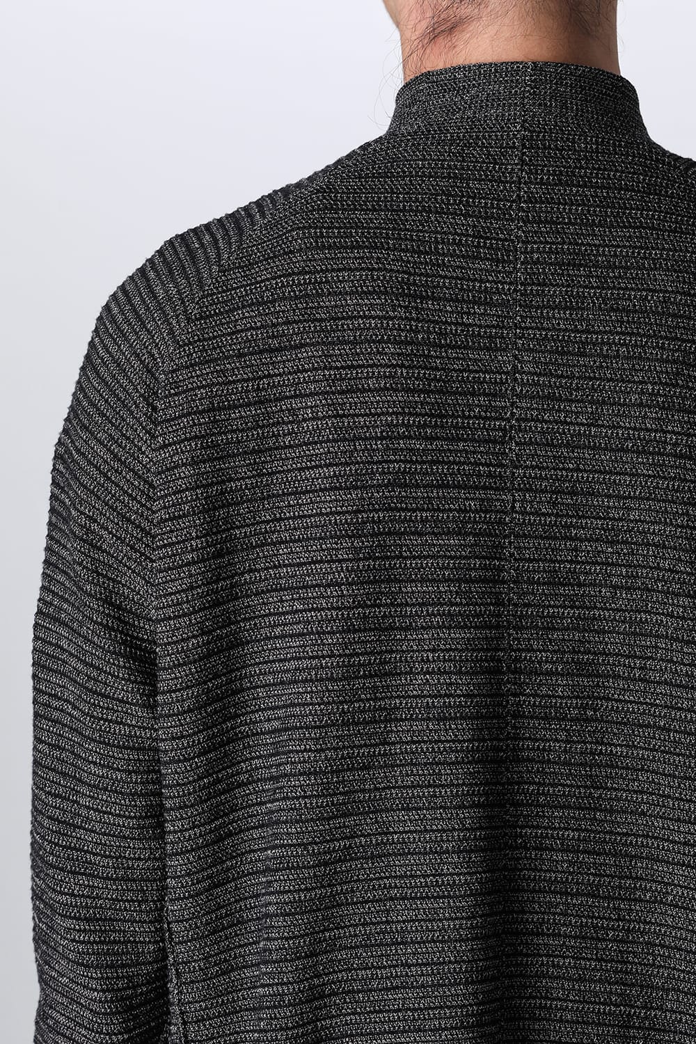 Knit coat High twist cotton stripe Black