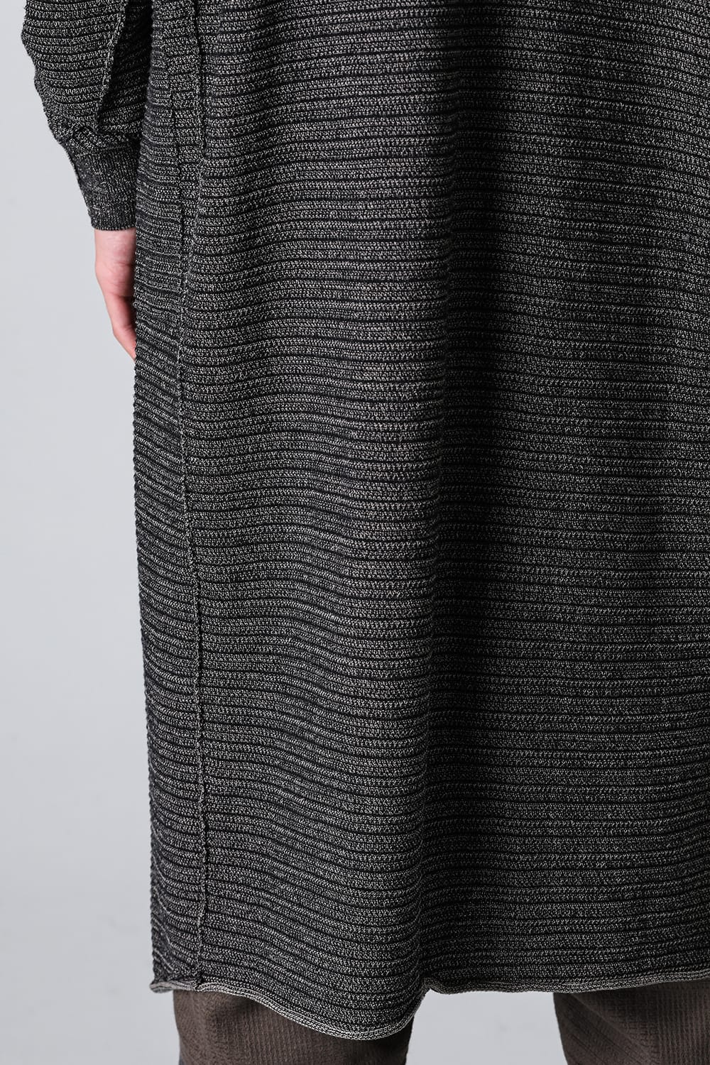 Knit coat High twist cotton stripe Black