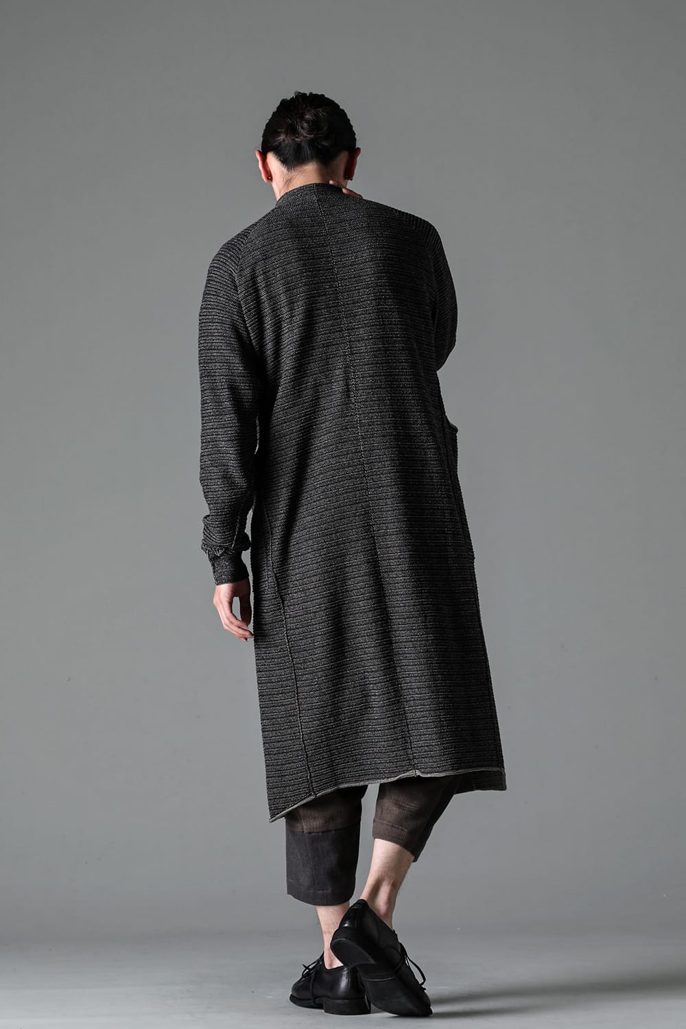Knit coat High twist cotton stripe Black