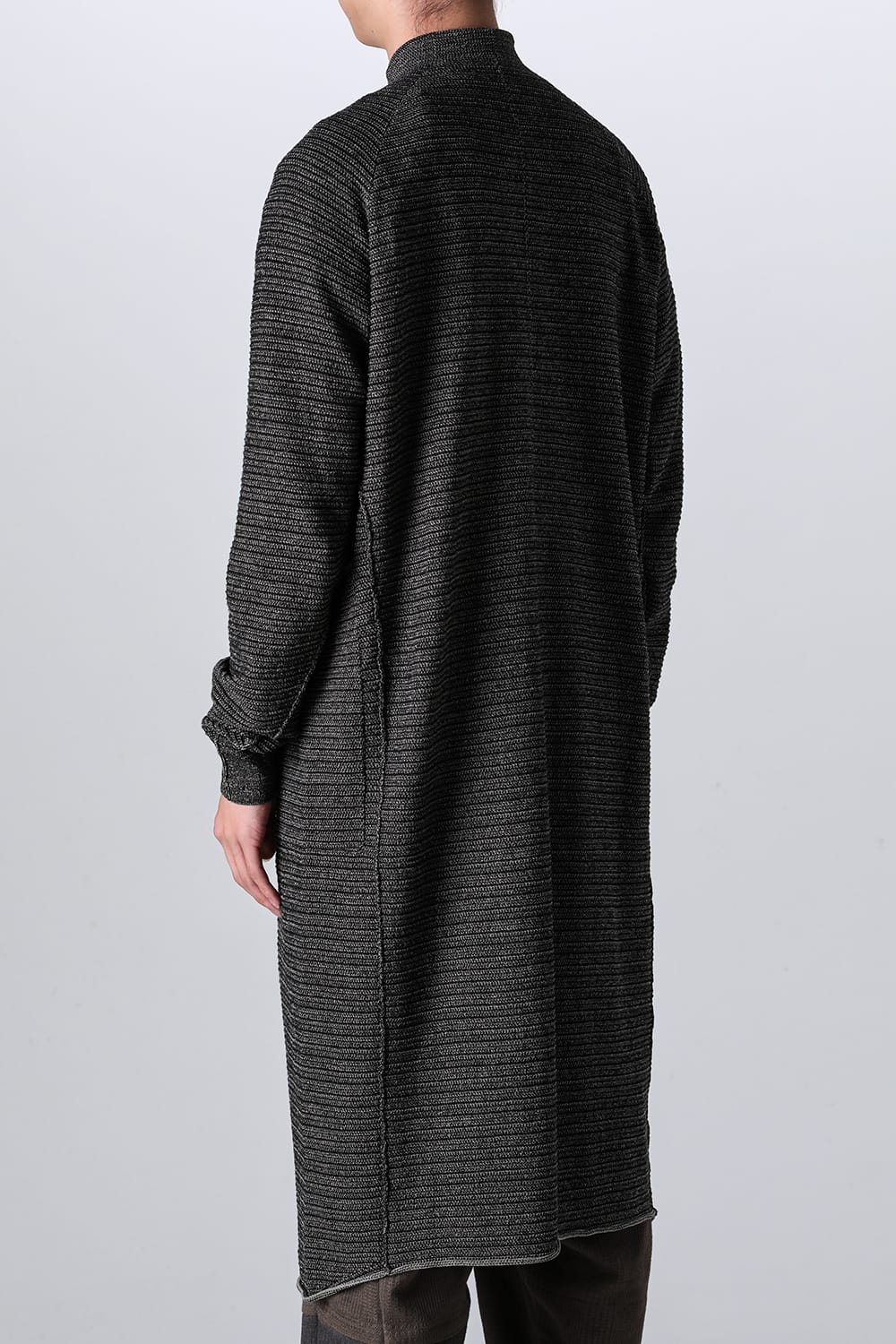Knit coat High twist cotton stripe Black