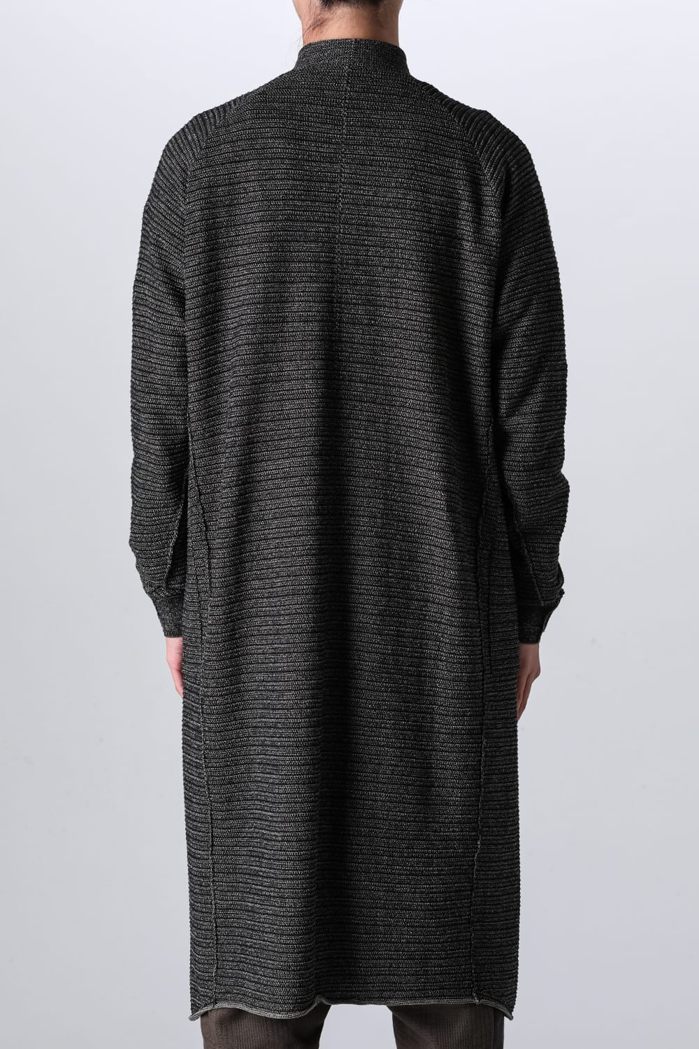 Knit coat High twist cotton stripe Black