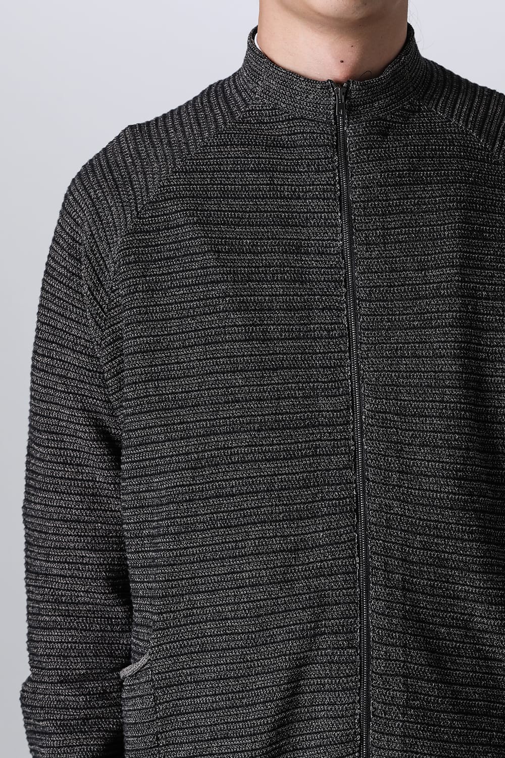 Knit coat High twist cotton stripe Black