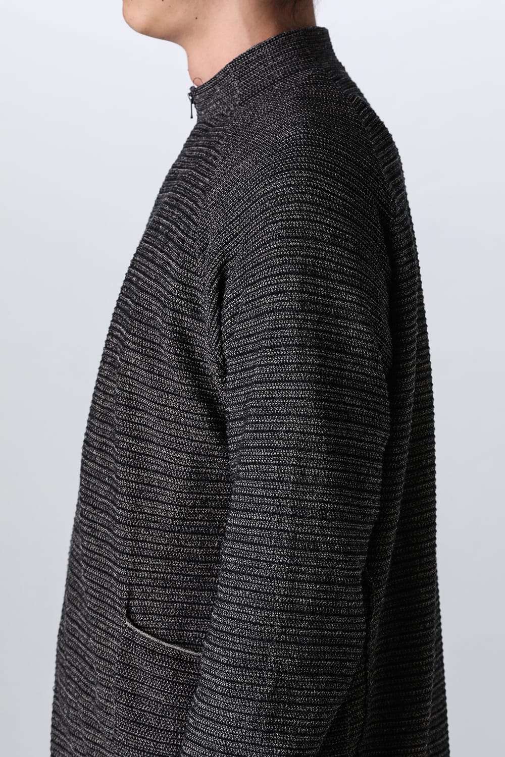 Knit coat High twist cotton stripe Black