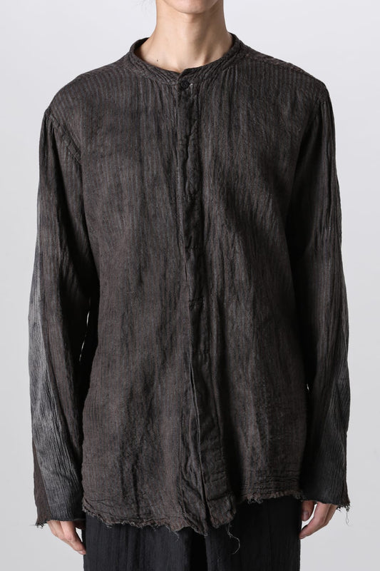 マンダリンカラー ハンドダイパッチワークシャツ