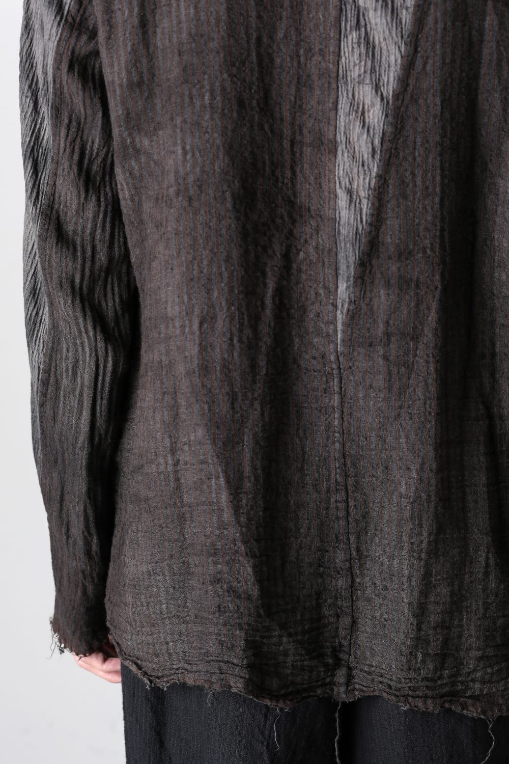 マンダリンカラー ハンドダイパッチワークシャツ