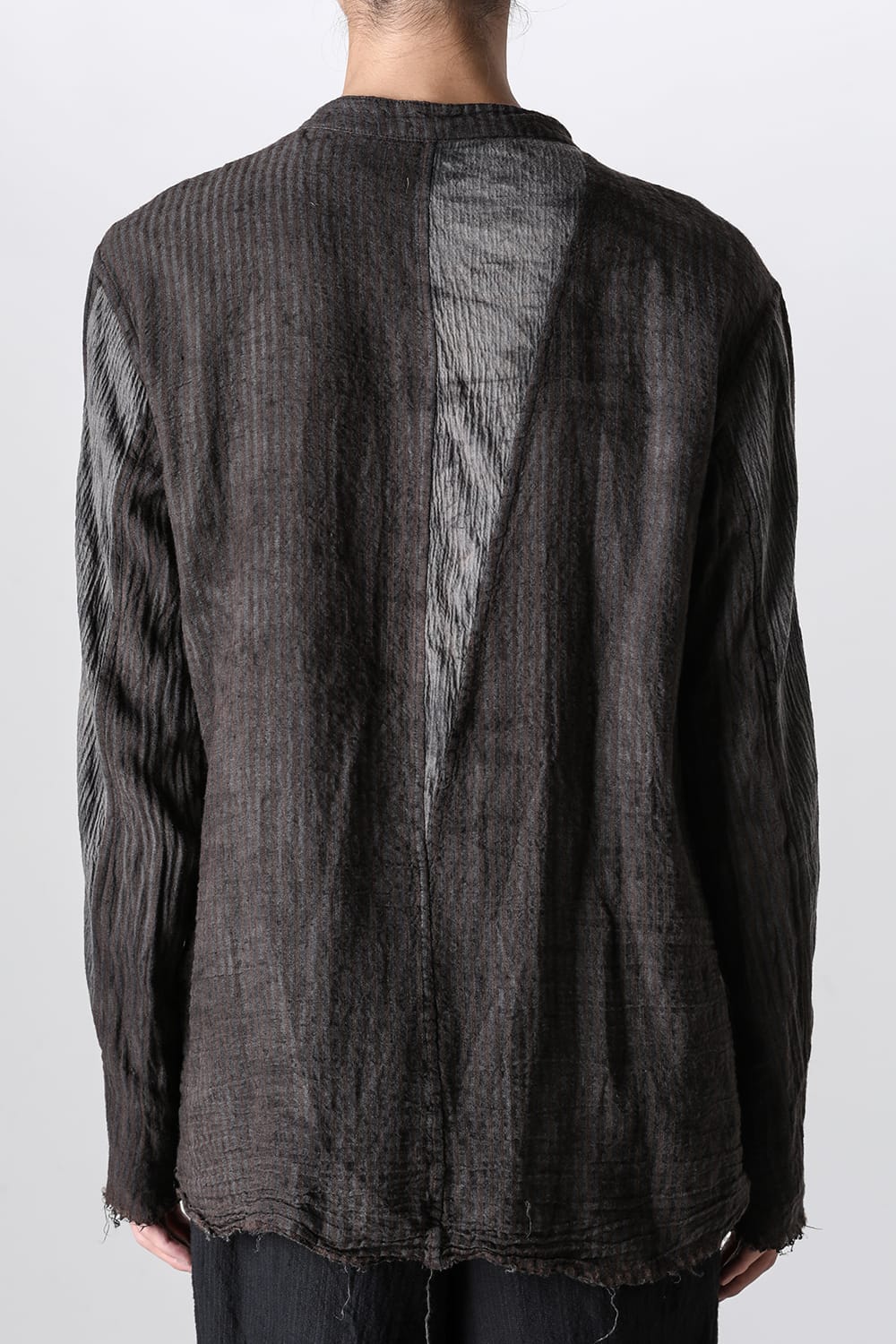 マンダリンカラー ハンドダイパッチワークシャツ