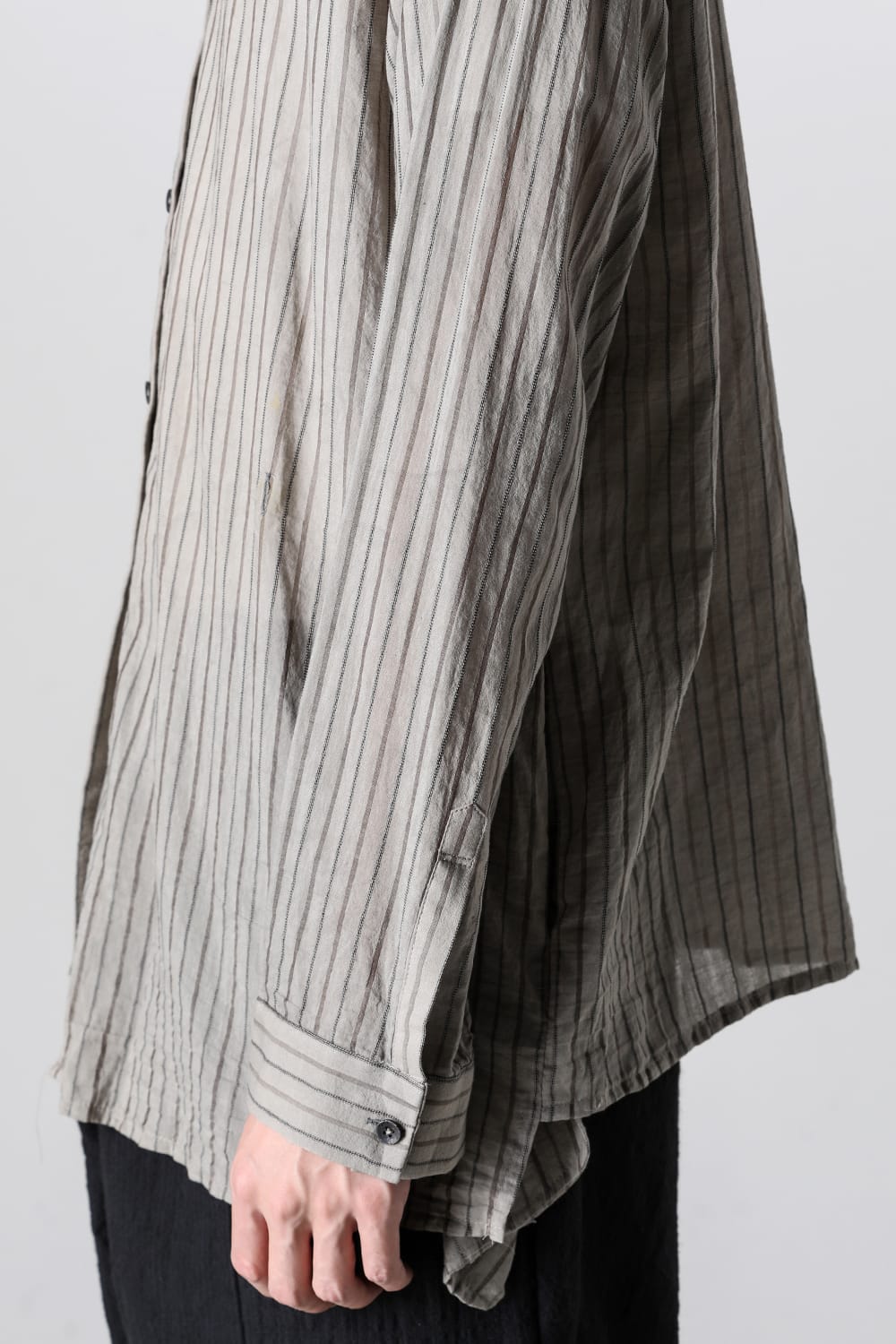 Asymmetrical Hand Dyed Stripe Shirt Gray