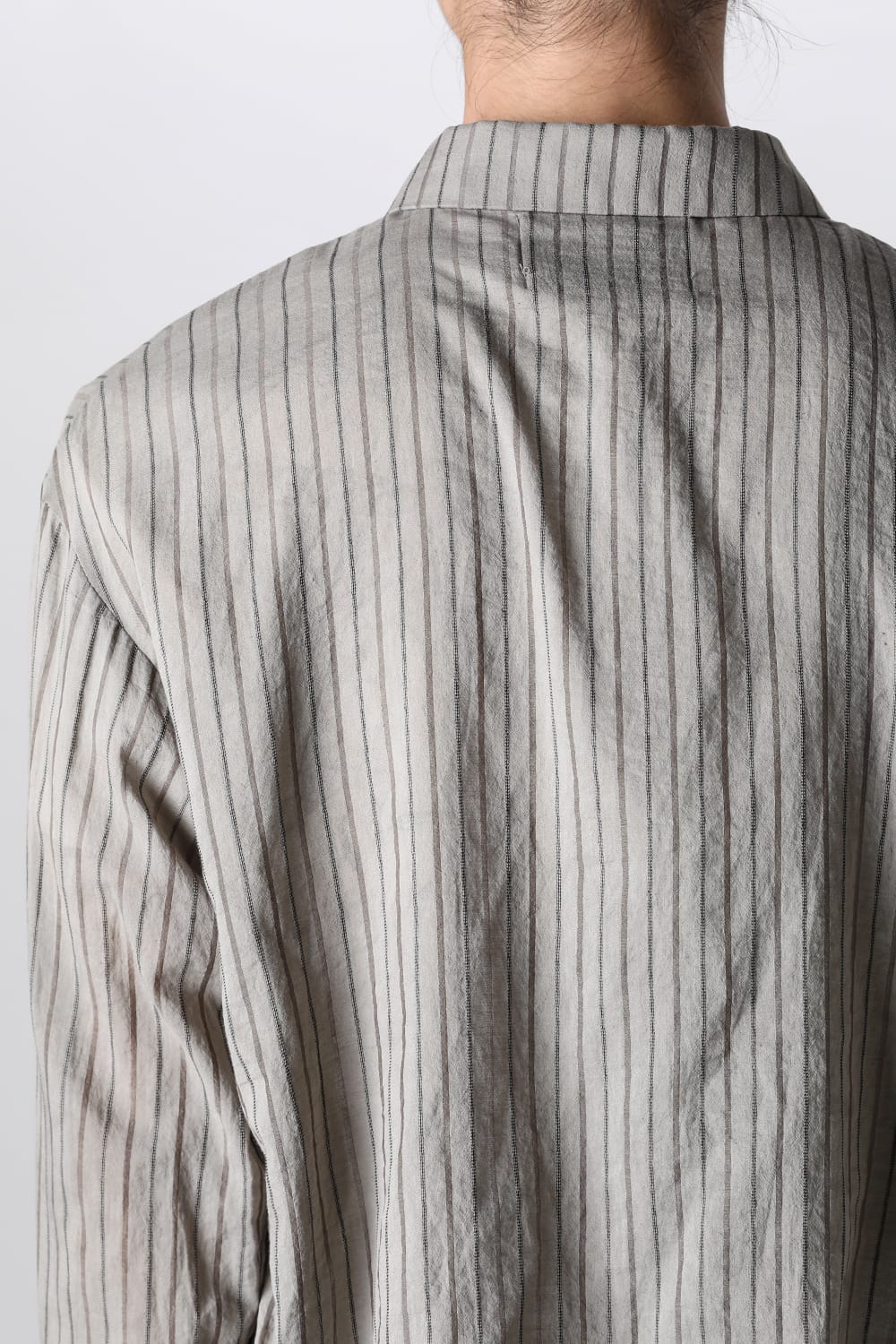 Asymmetrical Hand Dyed Stripe Shirt Gray