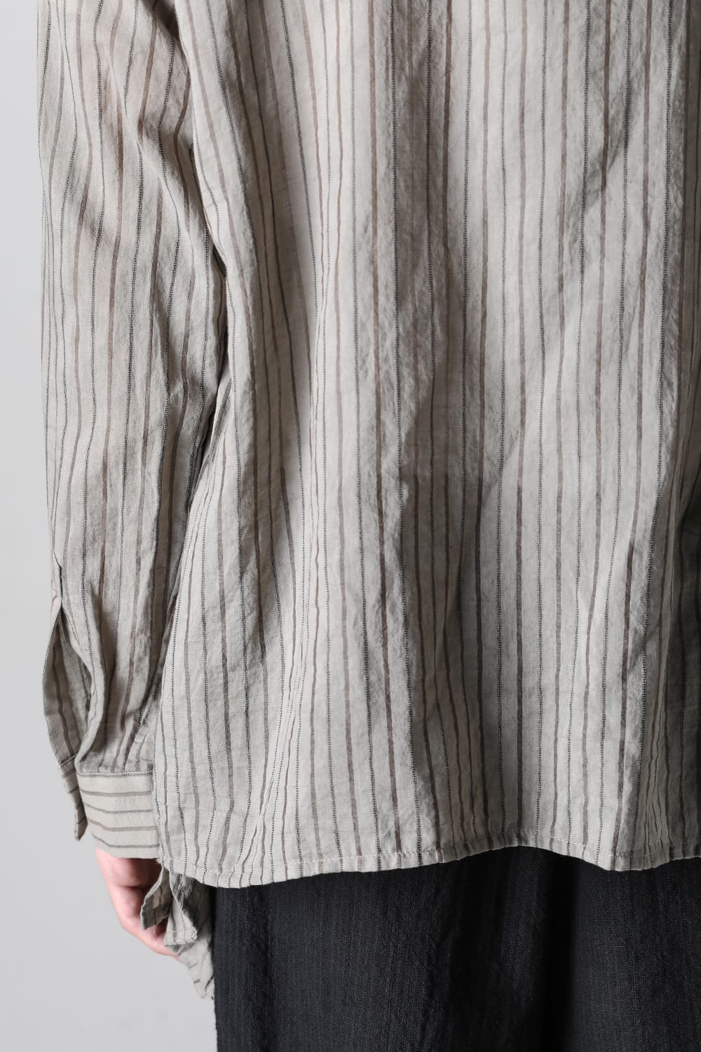 Asymmetrical Hand Dyed Stripe Shirt Gray