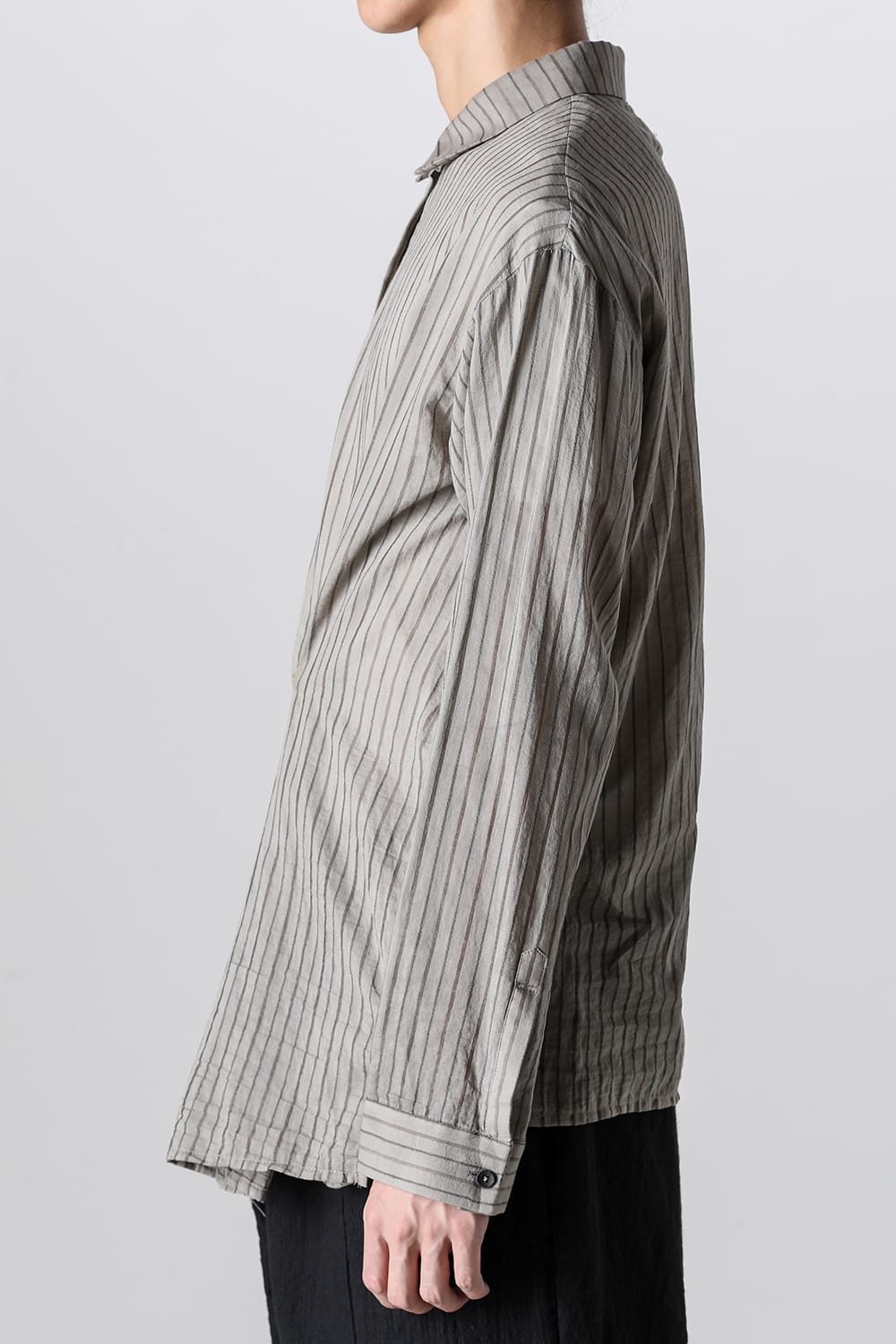 Asymmetrical Hand Dyed Stripe Shirt Gray