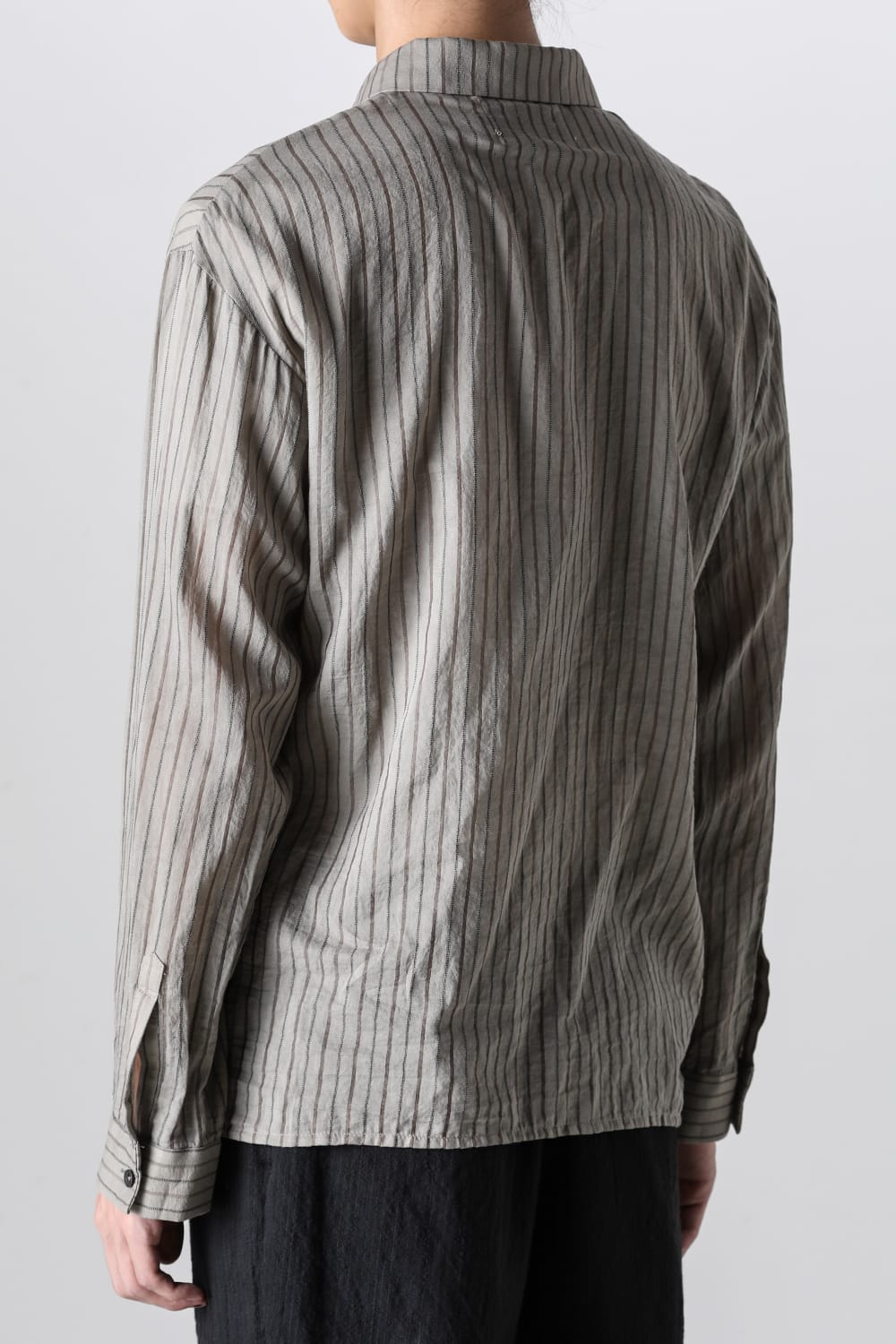 Asymmetrical Hand Dyed Stripe Shirt Gray