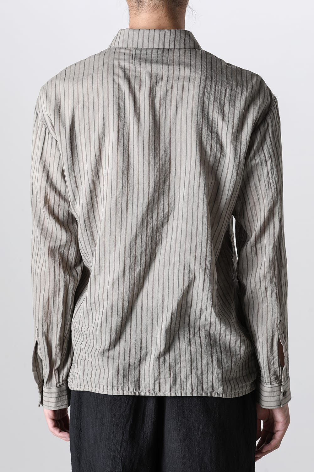 Asymmetrical Hand Dyed Stripe Shirt Gray