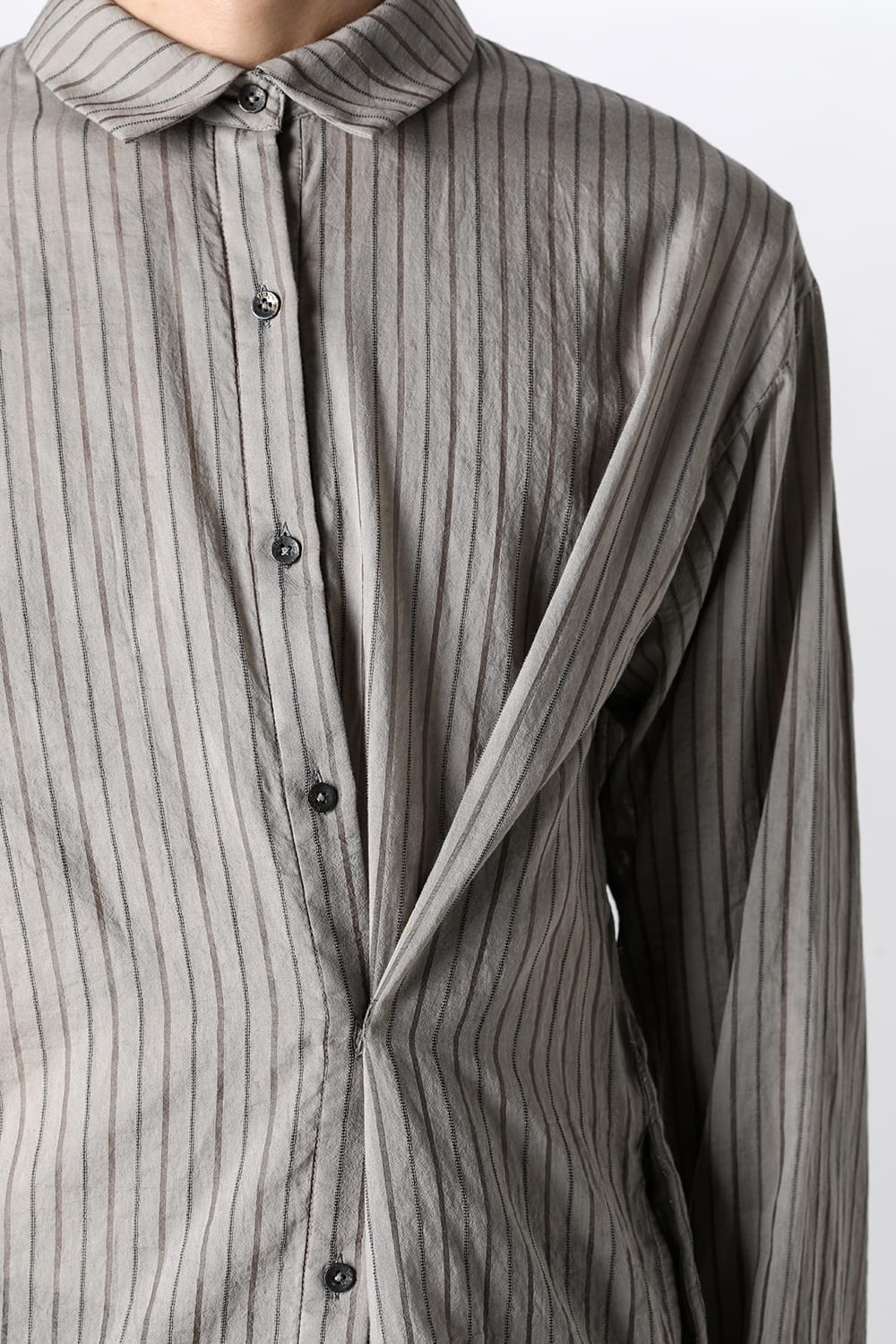 Asymmetrical Hand Dyed Stripe Shirt Gray