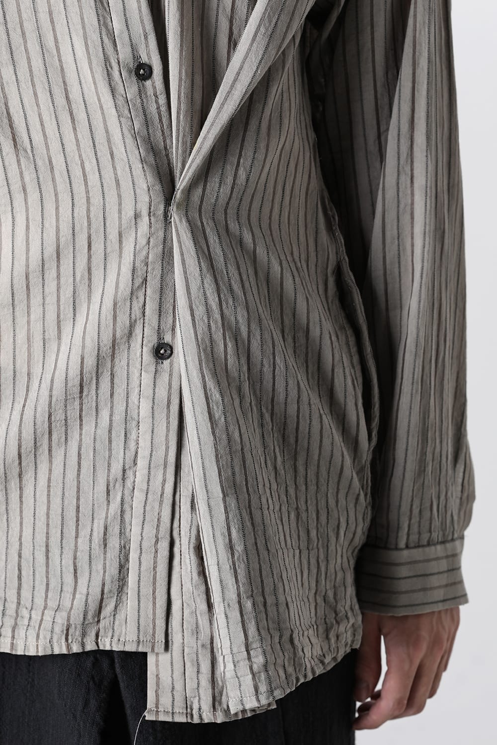 Asymmetrical Hand Dyed Stripe Shirt Gray