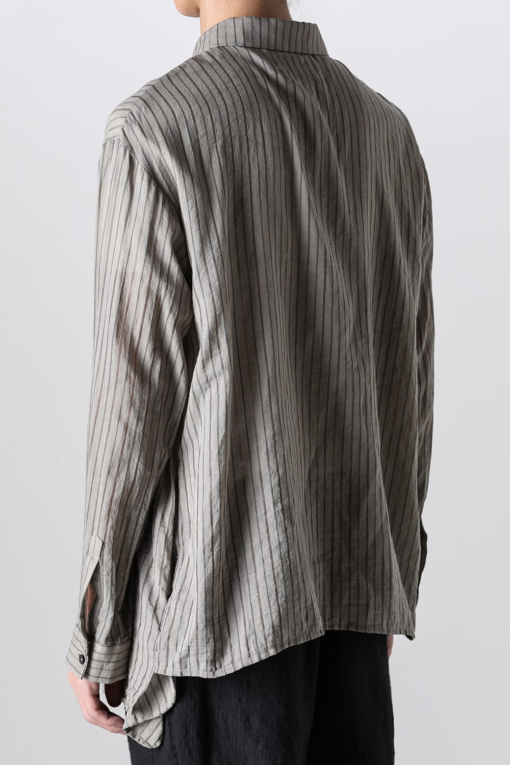 Asymmetrical Hand Dyed Stripe Shirt Gray