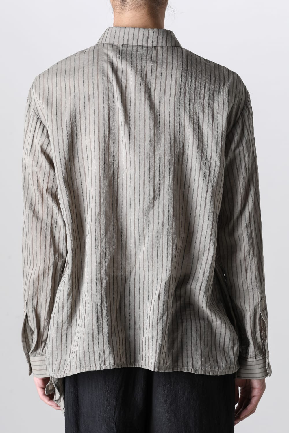 Asymmetrical Hand Dyed Stripe Shirt Gray