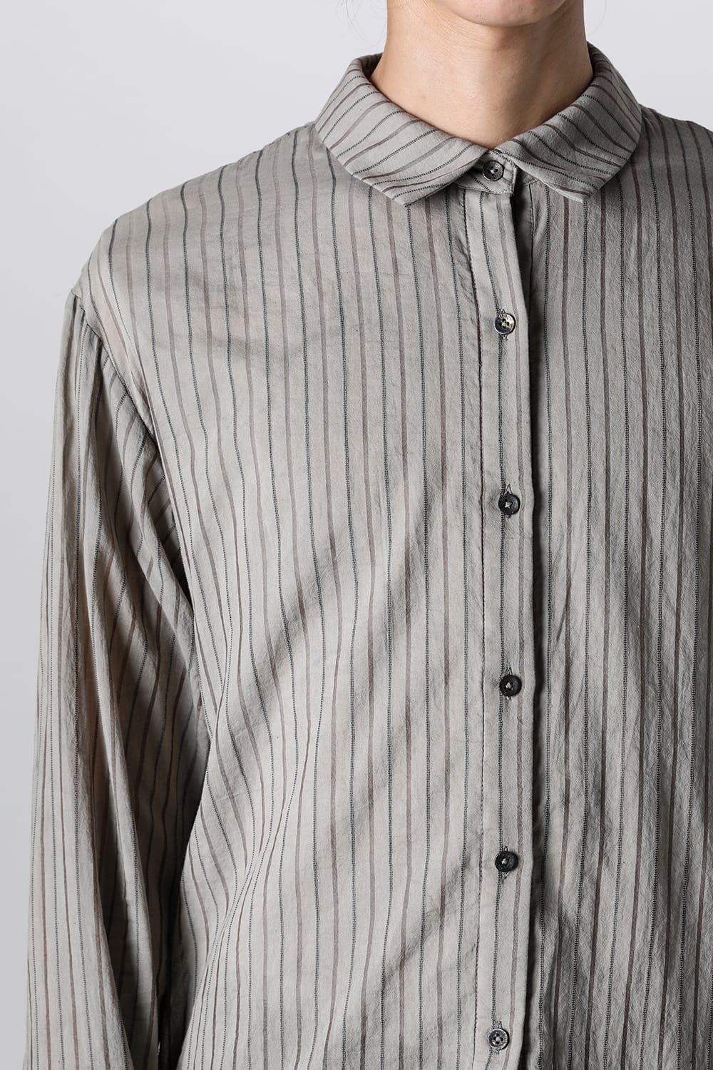 Asymmetrical Hand Dyed Stripe Shirt Gray