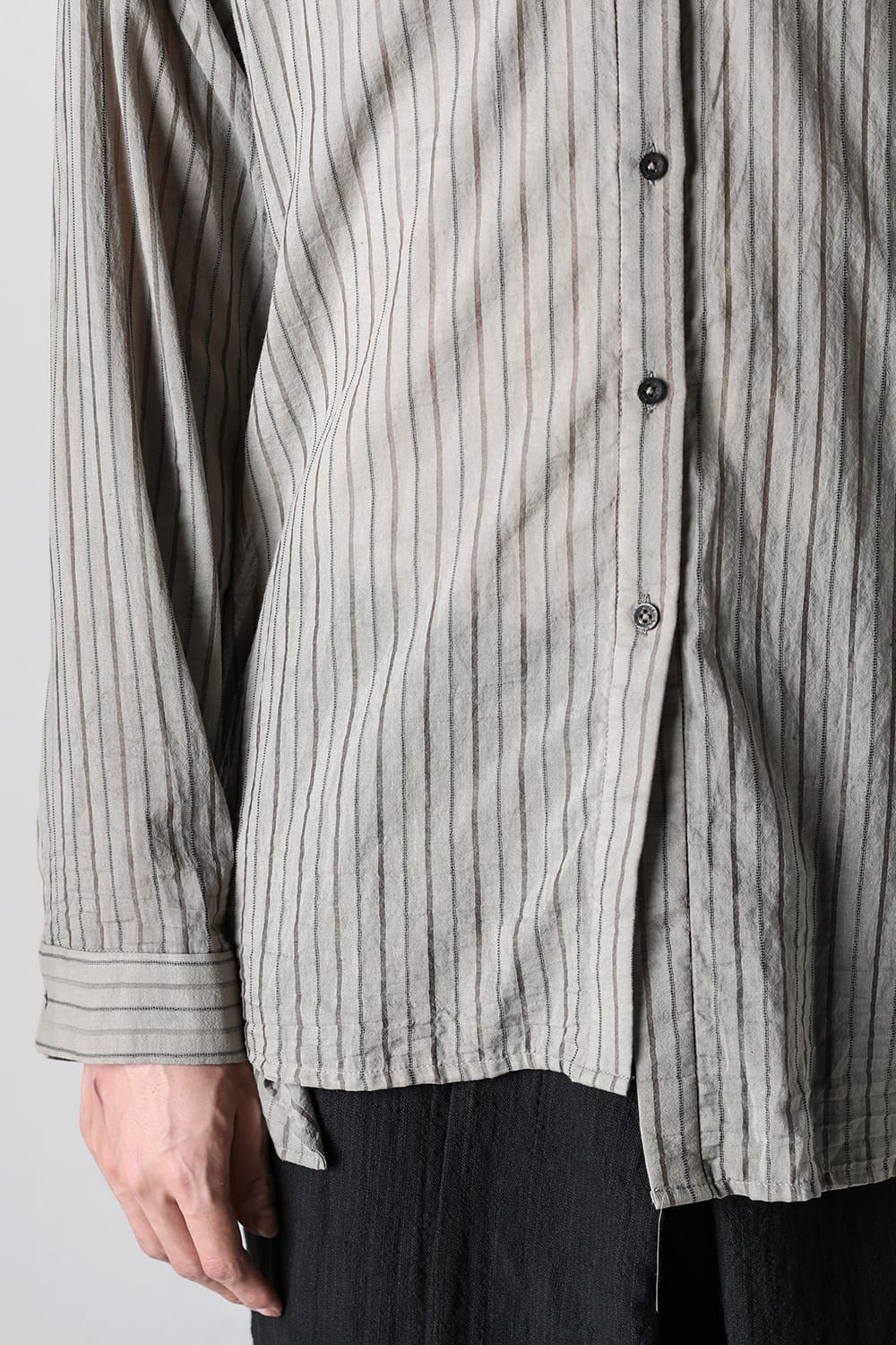 Asymmetrical Hand Dyed Stripe Shirt Gray