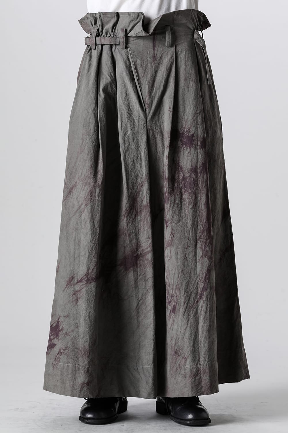 Hand Dyed Strapped Wide Legs Trouser Dark Gray Lotus
