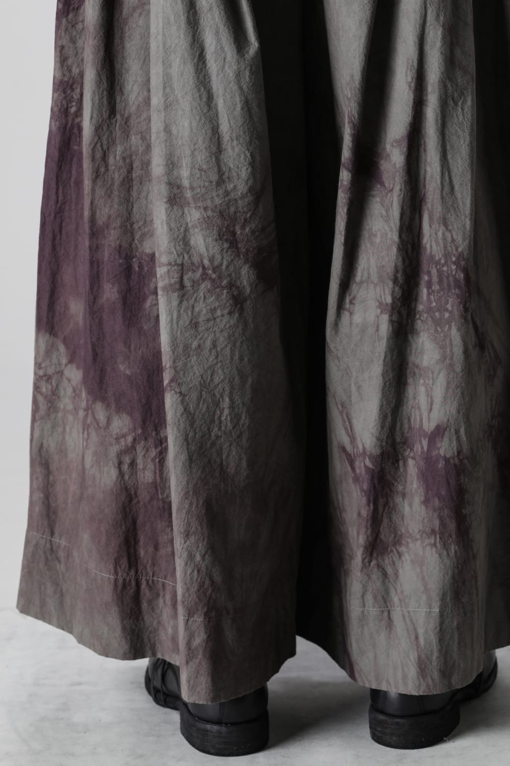 Hand Dyed Strapped Wide Legs Trouser Dark Gray Lotus