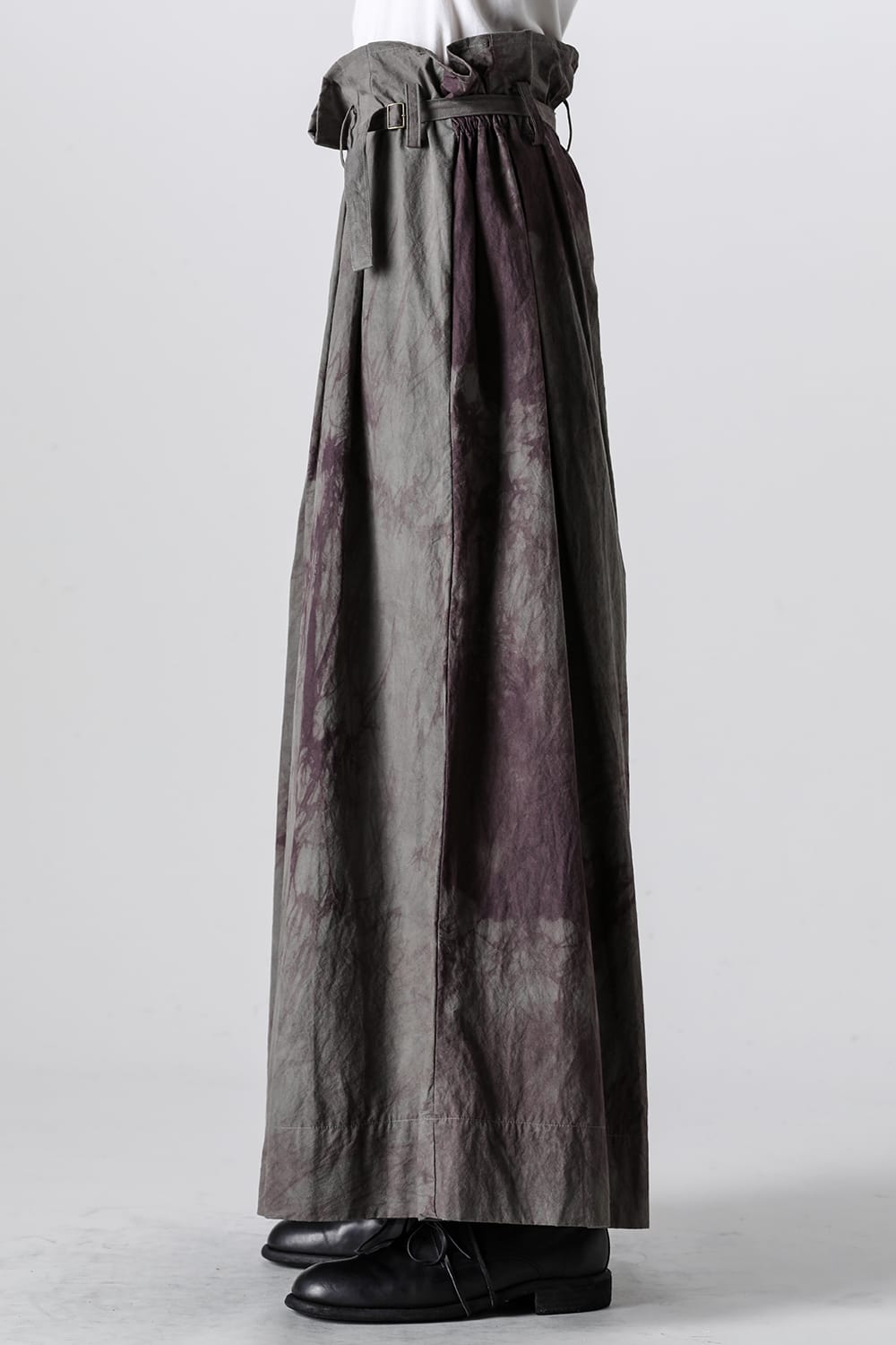 Hand Dyed Strapped Wide Legs Trouser Dark Gray Lotus
