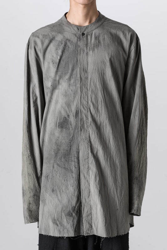 マンダリンカラー ハンドダイパッチワークシャツ