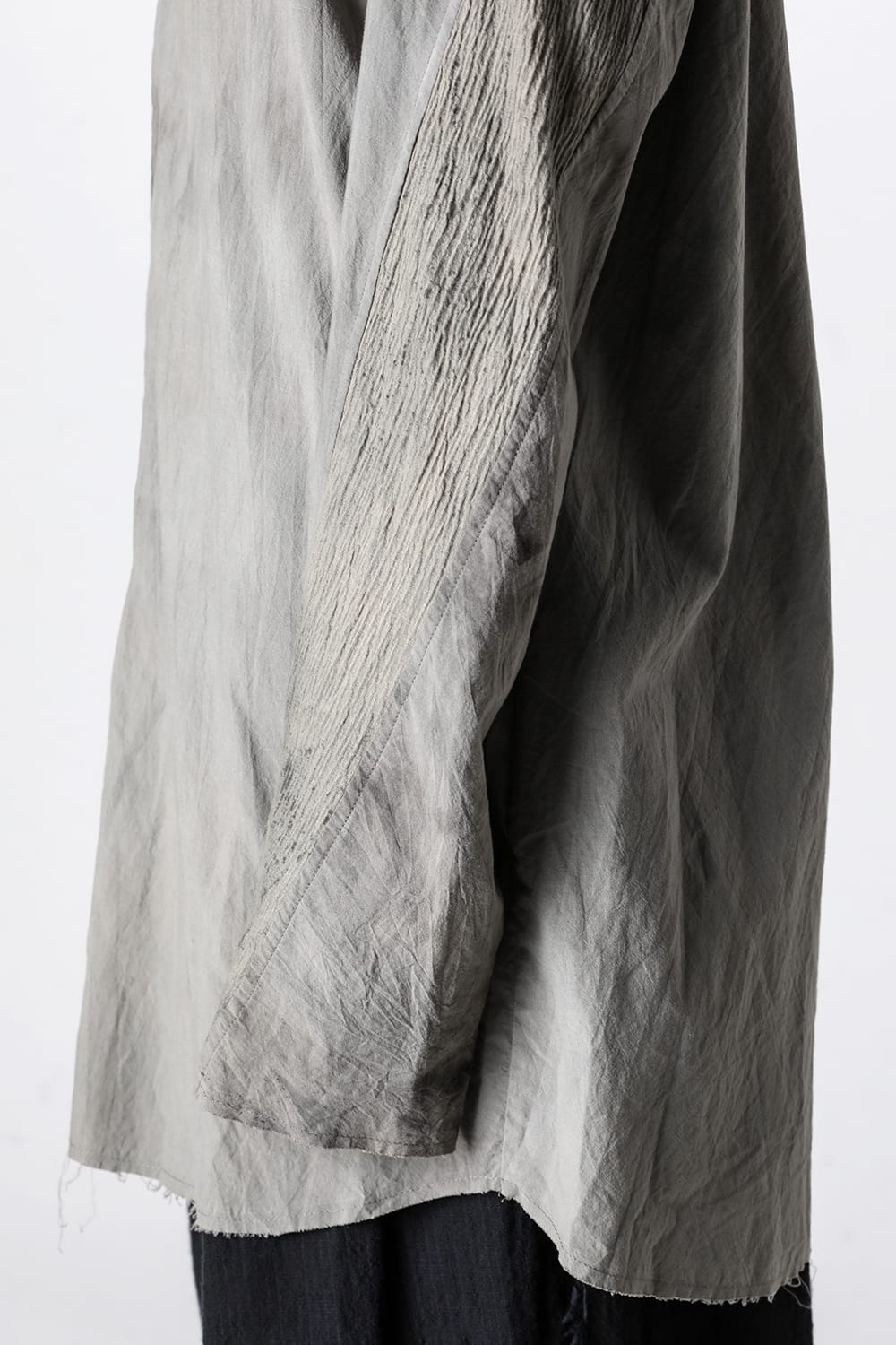 マンダリンカラー ハンドダイパッチワークシャツ