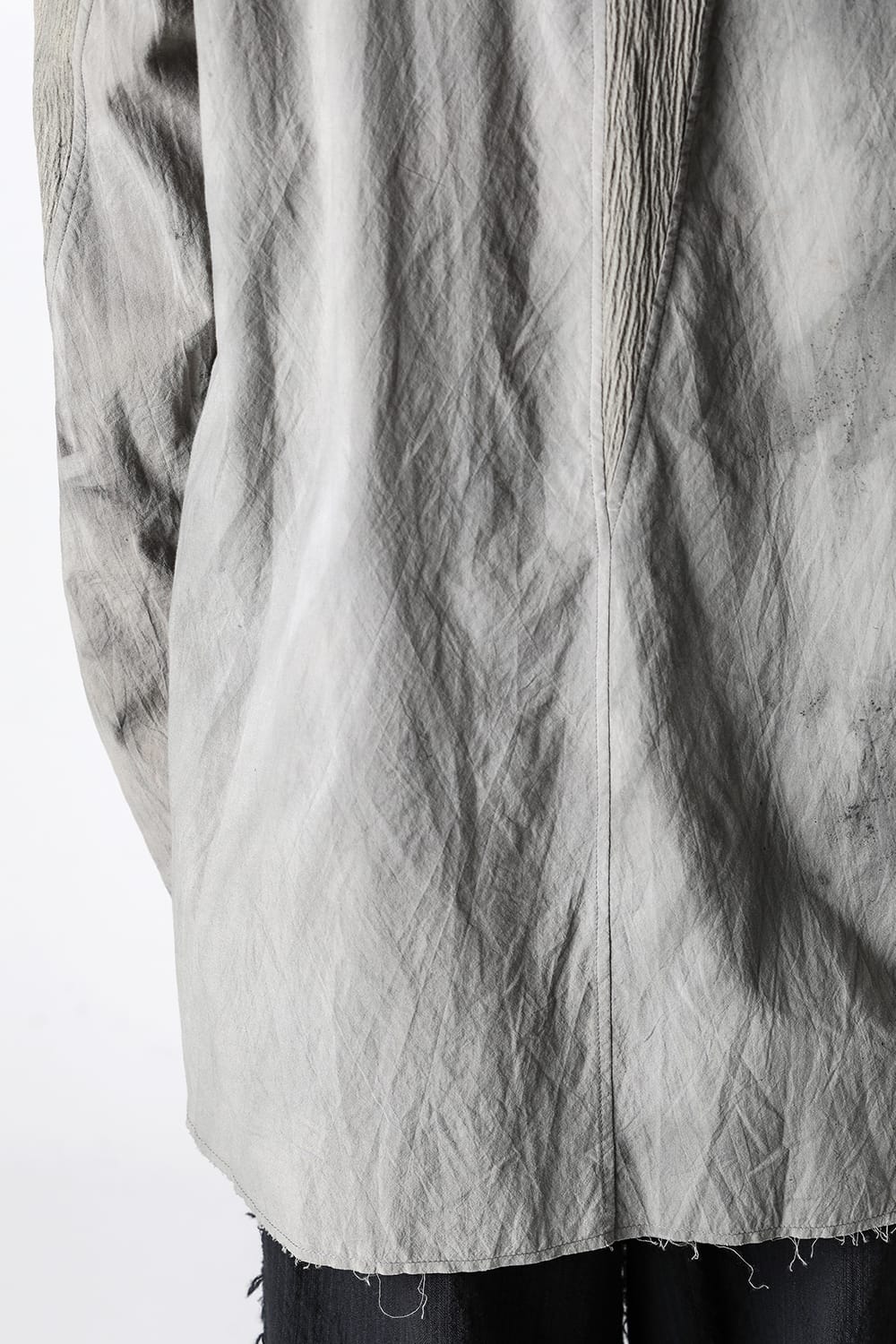 マンダリンカラー ハンドダイパッチワークシャツ