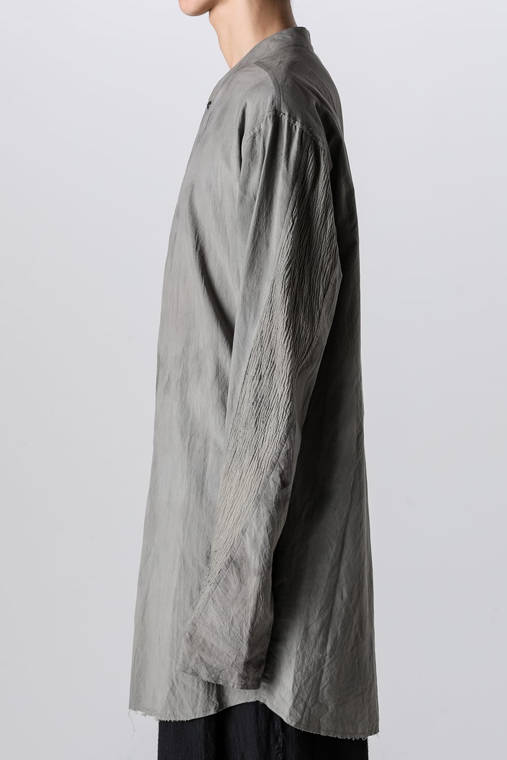 マンダリンカラー ハンドダイパッチワークシャツ