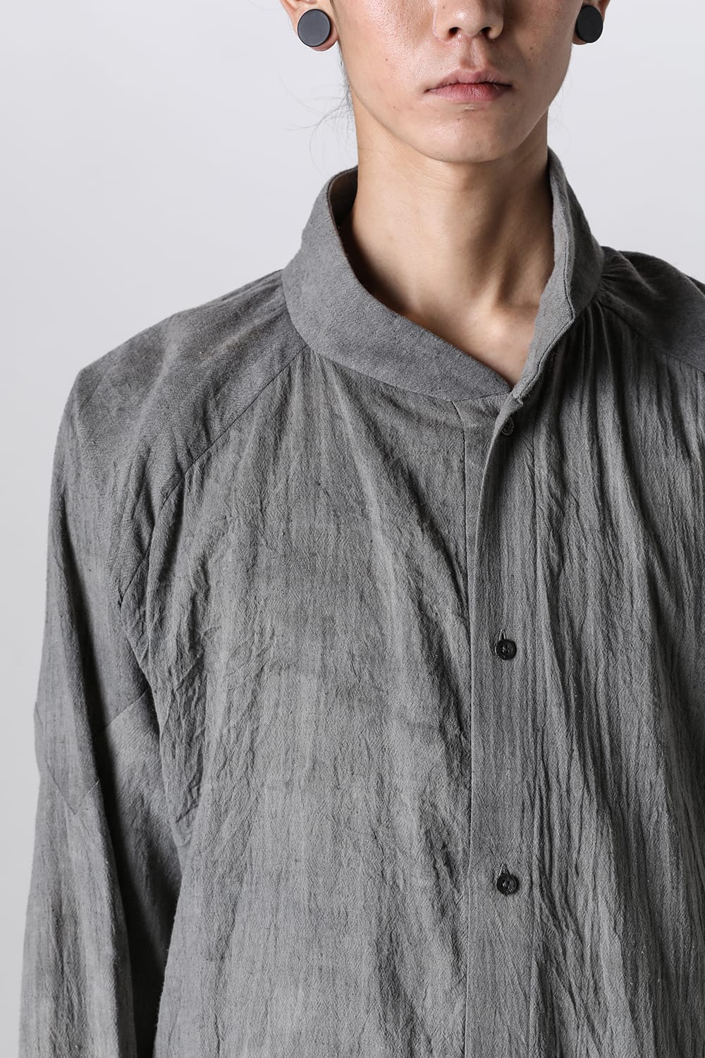 Asymmetrical Collar Hand Dyed Shirt