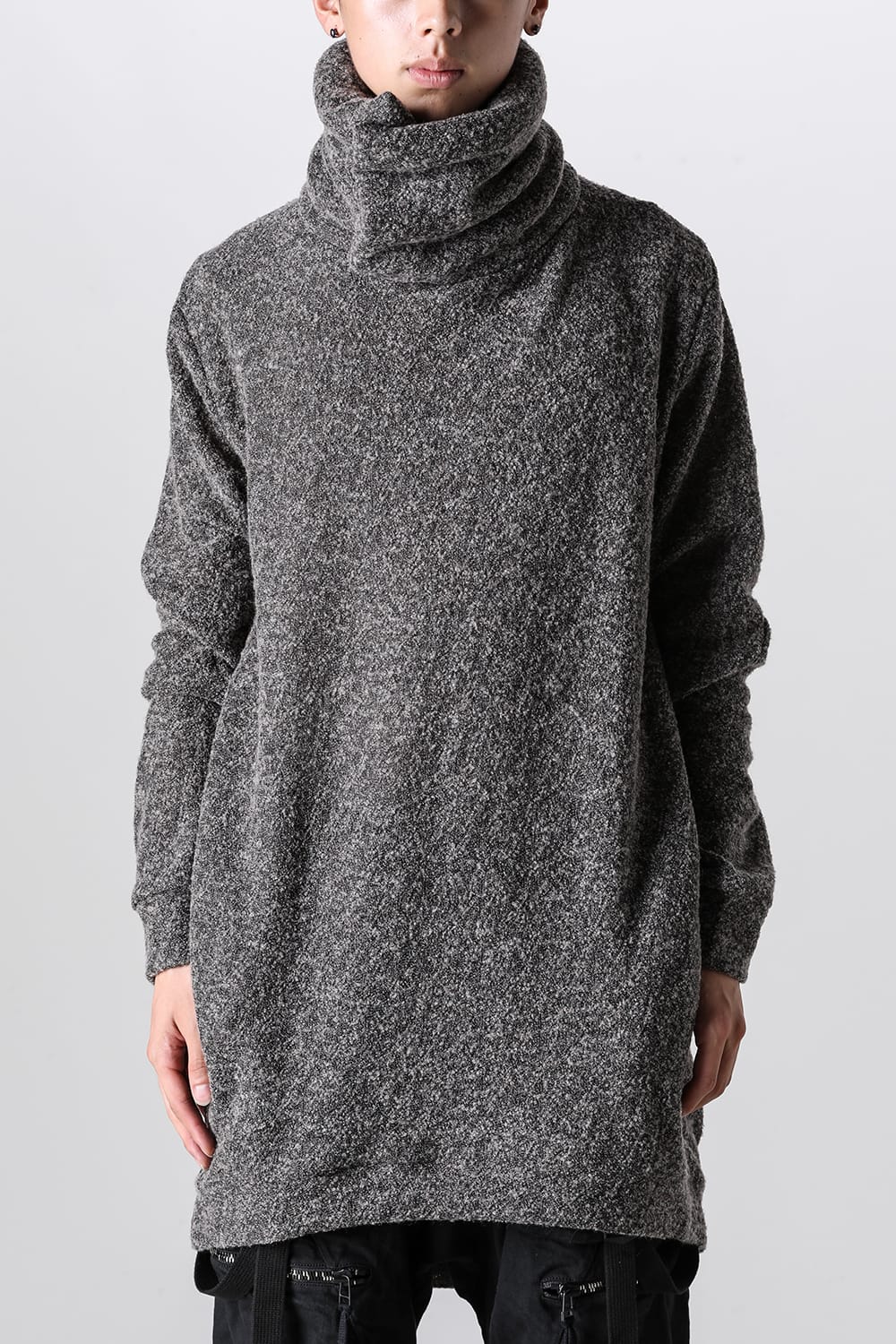 Slab Wool Knit High-Neck Pullover Gray