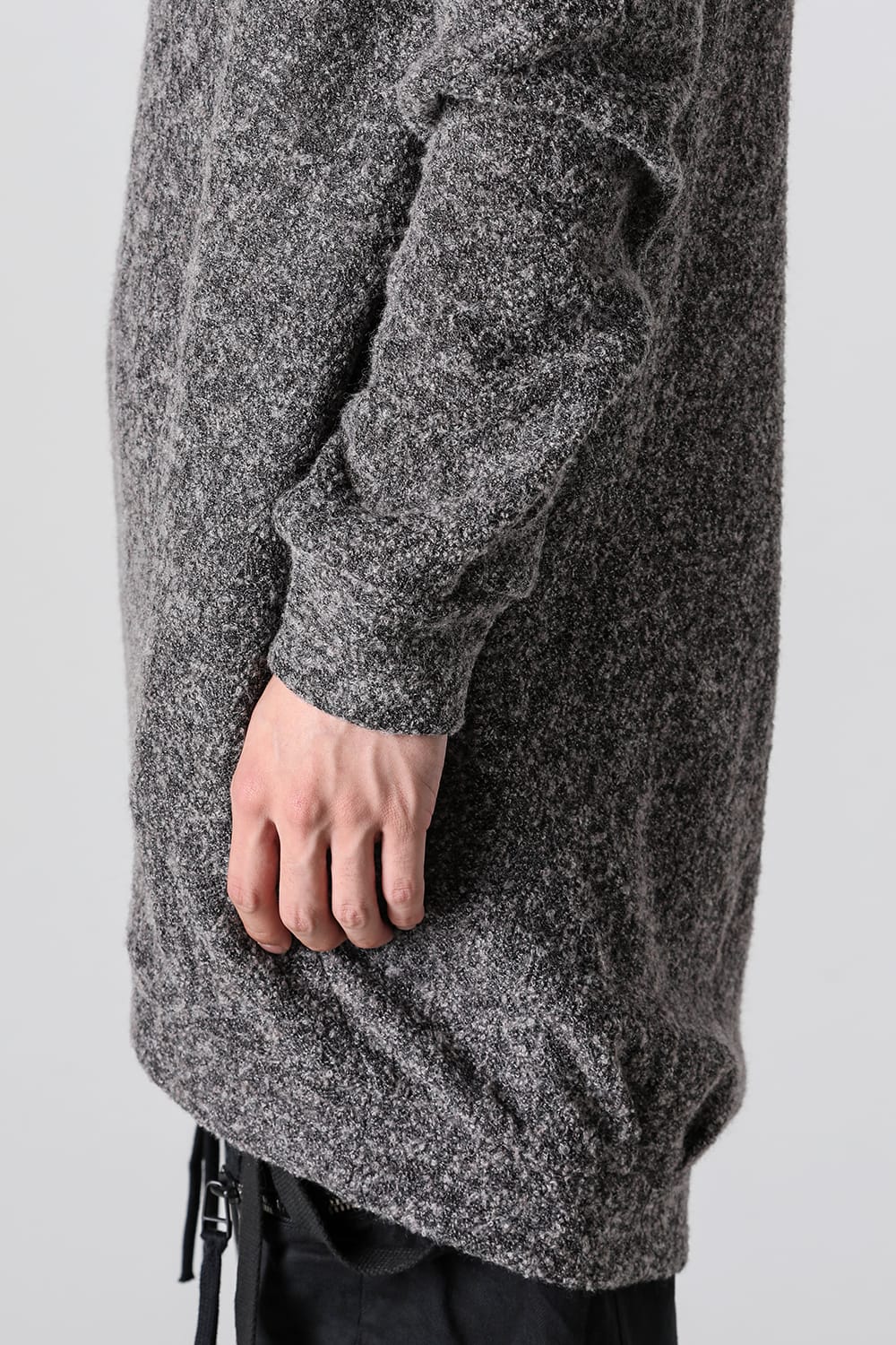 Slab Wool Knit High-Neck Pullover Gray